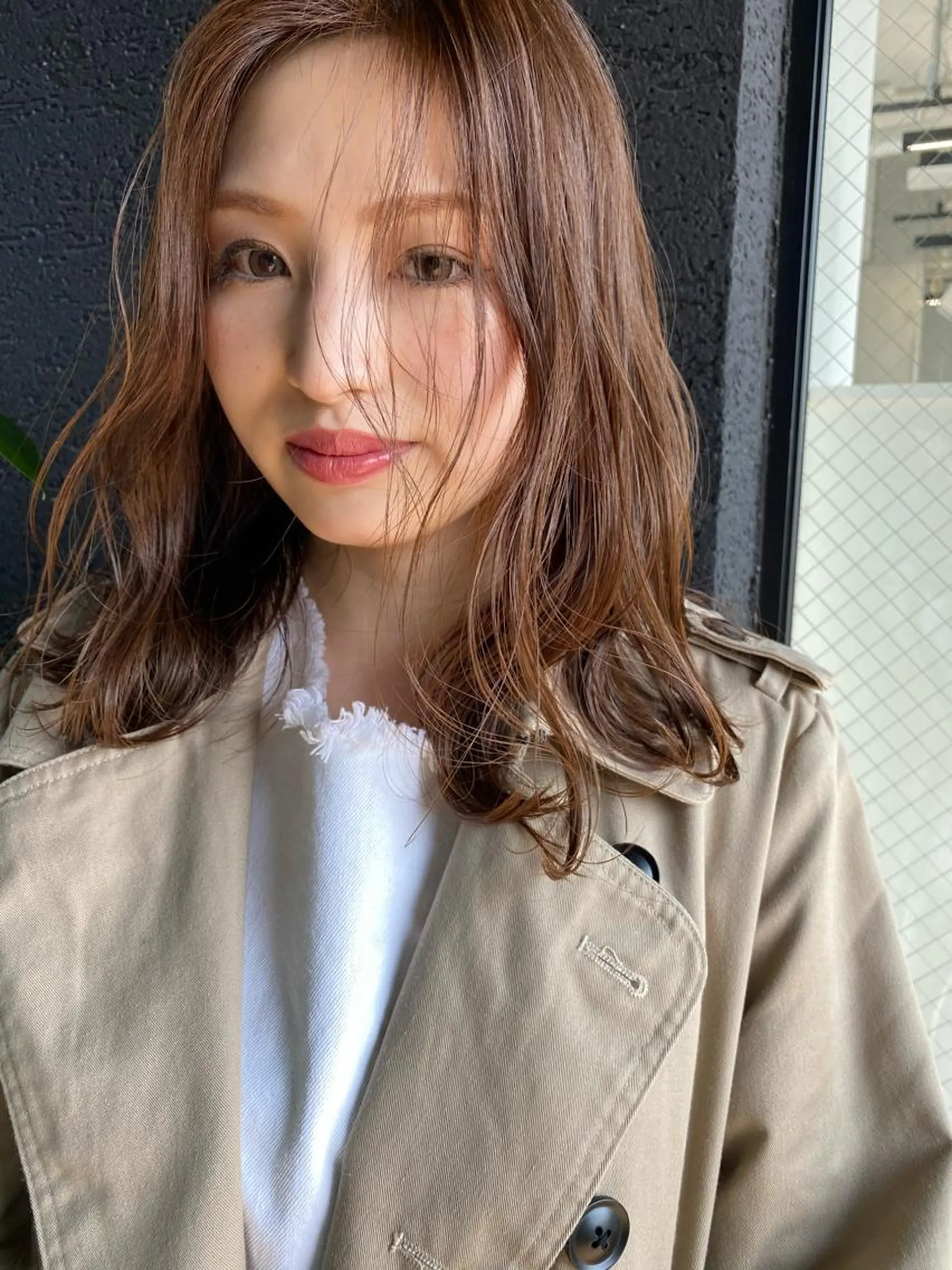 ミディアム カラー パーマ ヘアアレンジ メンズ キッズ ネイル マツエク・マツパ ブラウン umu.［韓国ヘア /ダウンパーマ］のヘアスタイル