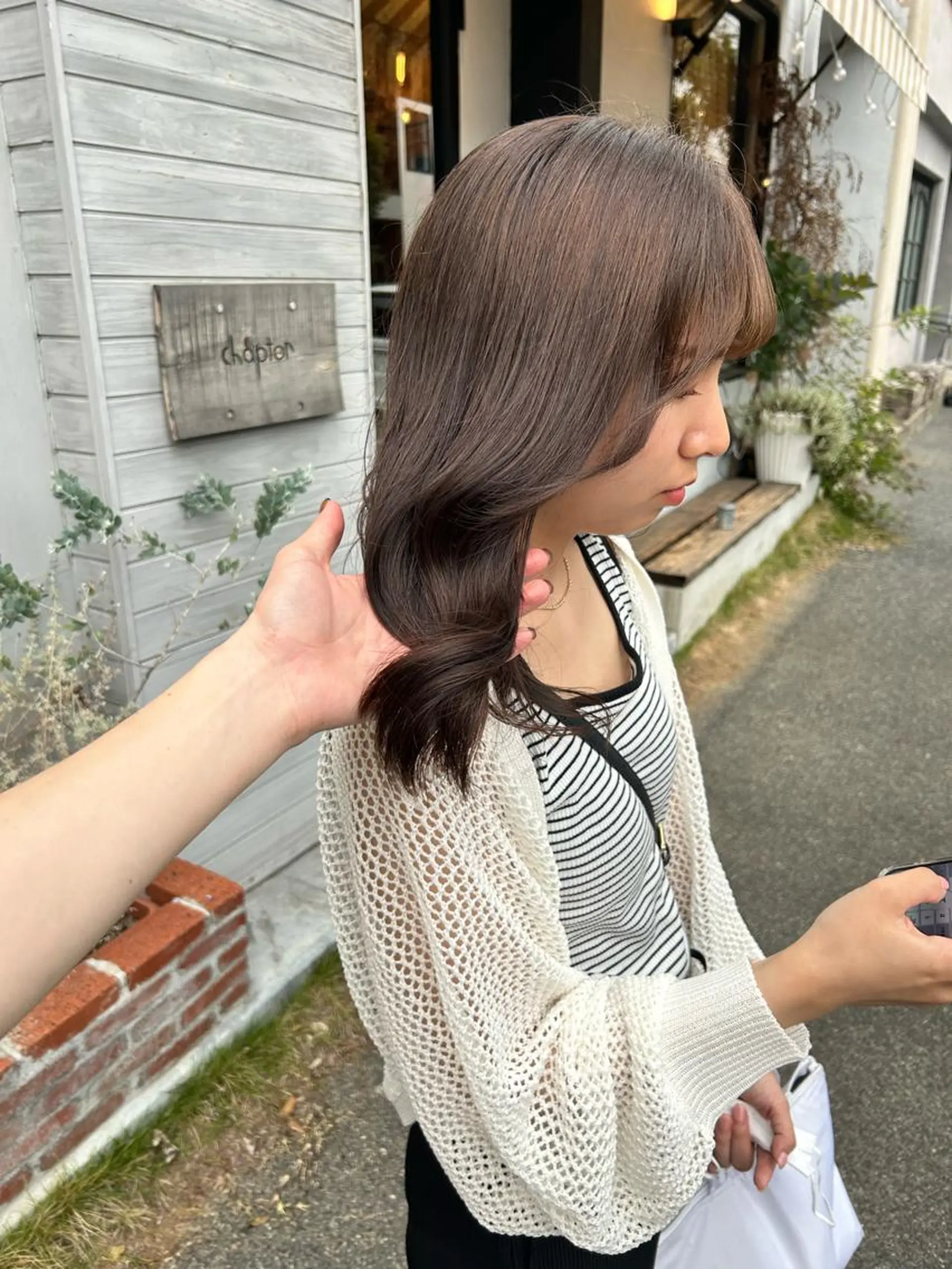 セミロング カット ヘアカラー トリートメント 問屋町chapter 日笠快生のヘアスタイル