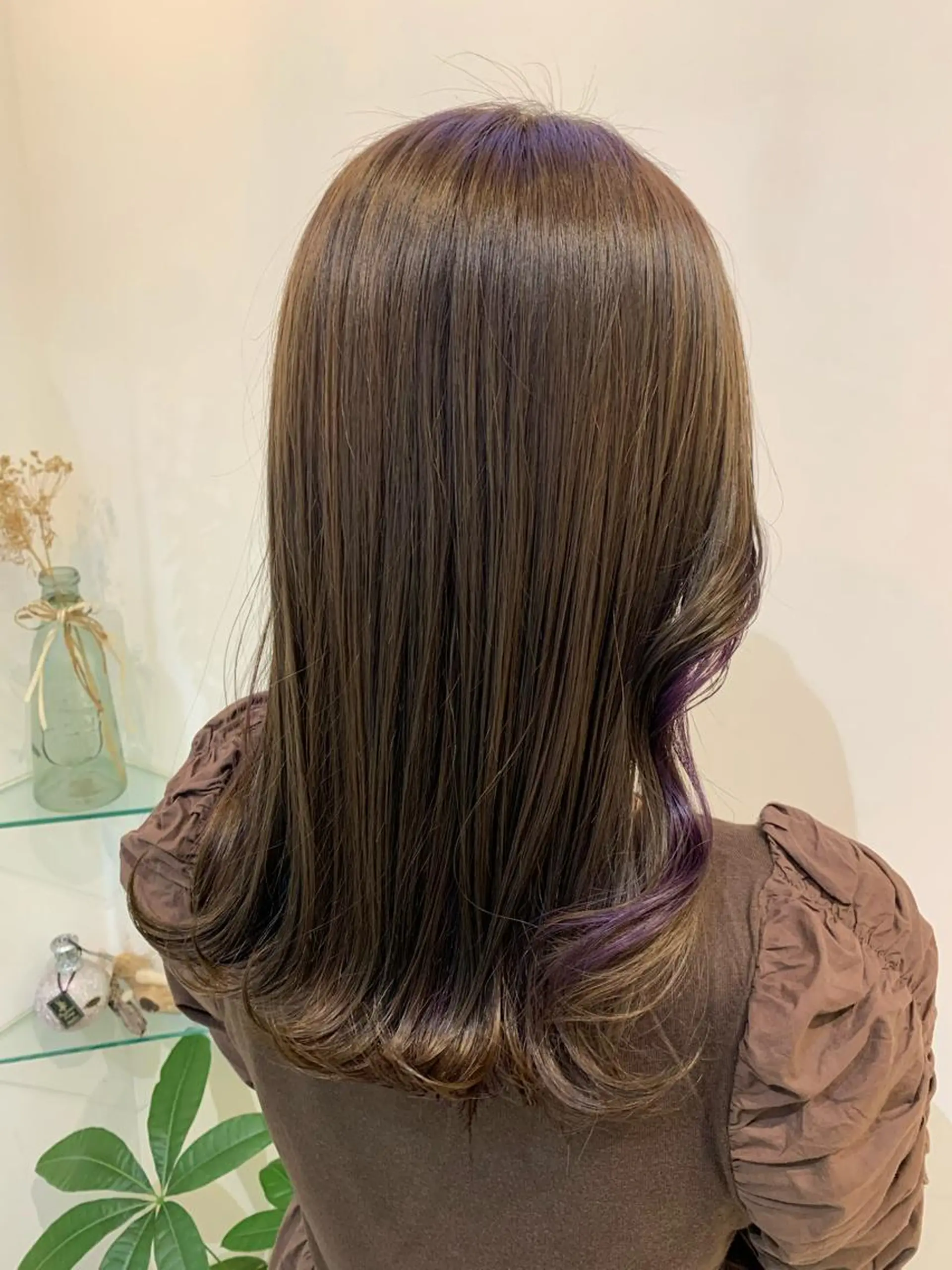 セミロング カラー 透けるbrown カラー🎗♡yukaのヘアスタイル