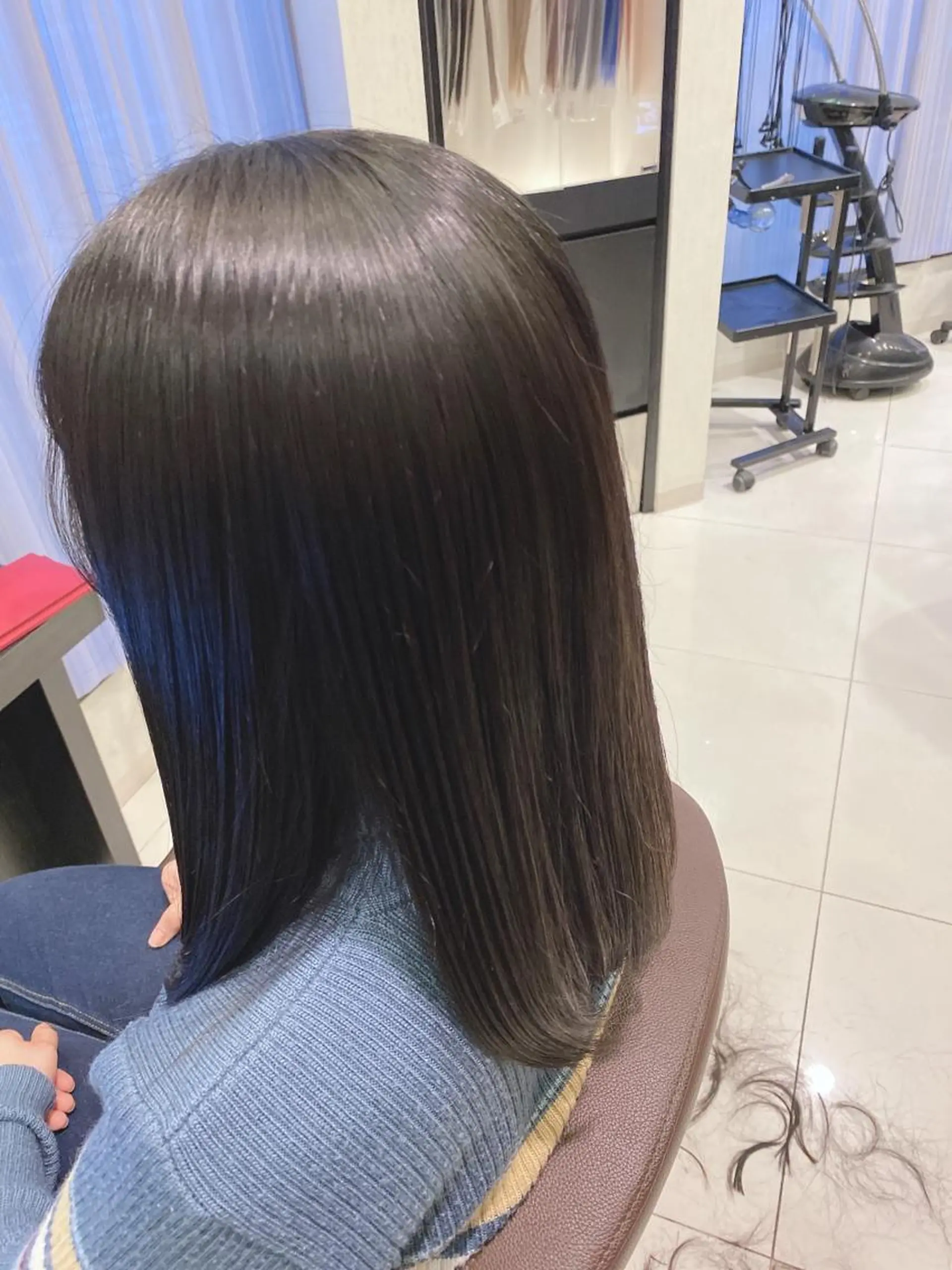 セミロング 縮毛矯正 earth甲府昭和店 東 允のヘアスタイル