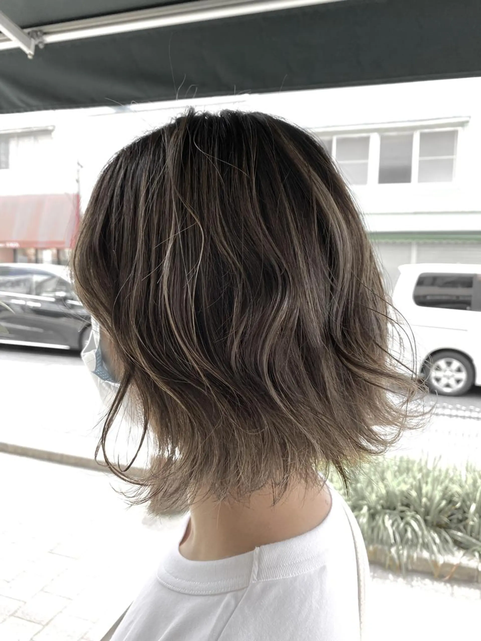 ミディアム カラー ミディアムパーマ ブリーチ 透明感カラー ハイライトカラー ボブ 増子 幹樹のヘアスタイル