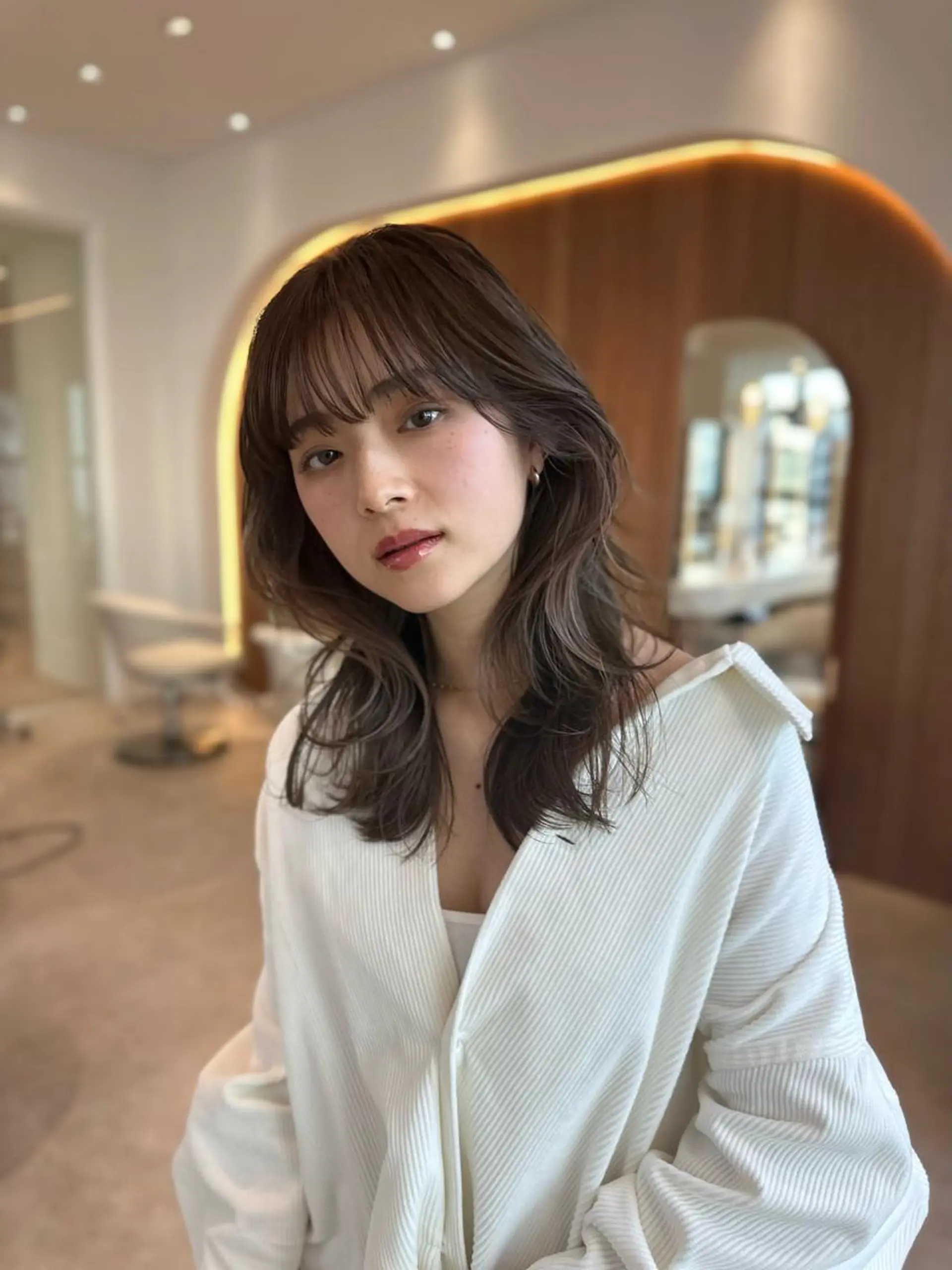 ミディアム カラー 韓国風ヘア レイヤーカット 小顔カット カット トリートメント ヘアセット 韓国レイヤー🇰🇷 韓国研修◎渋谷カイトのヘアスタイル