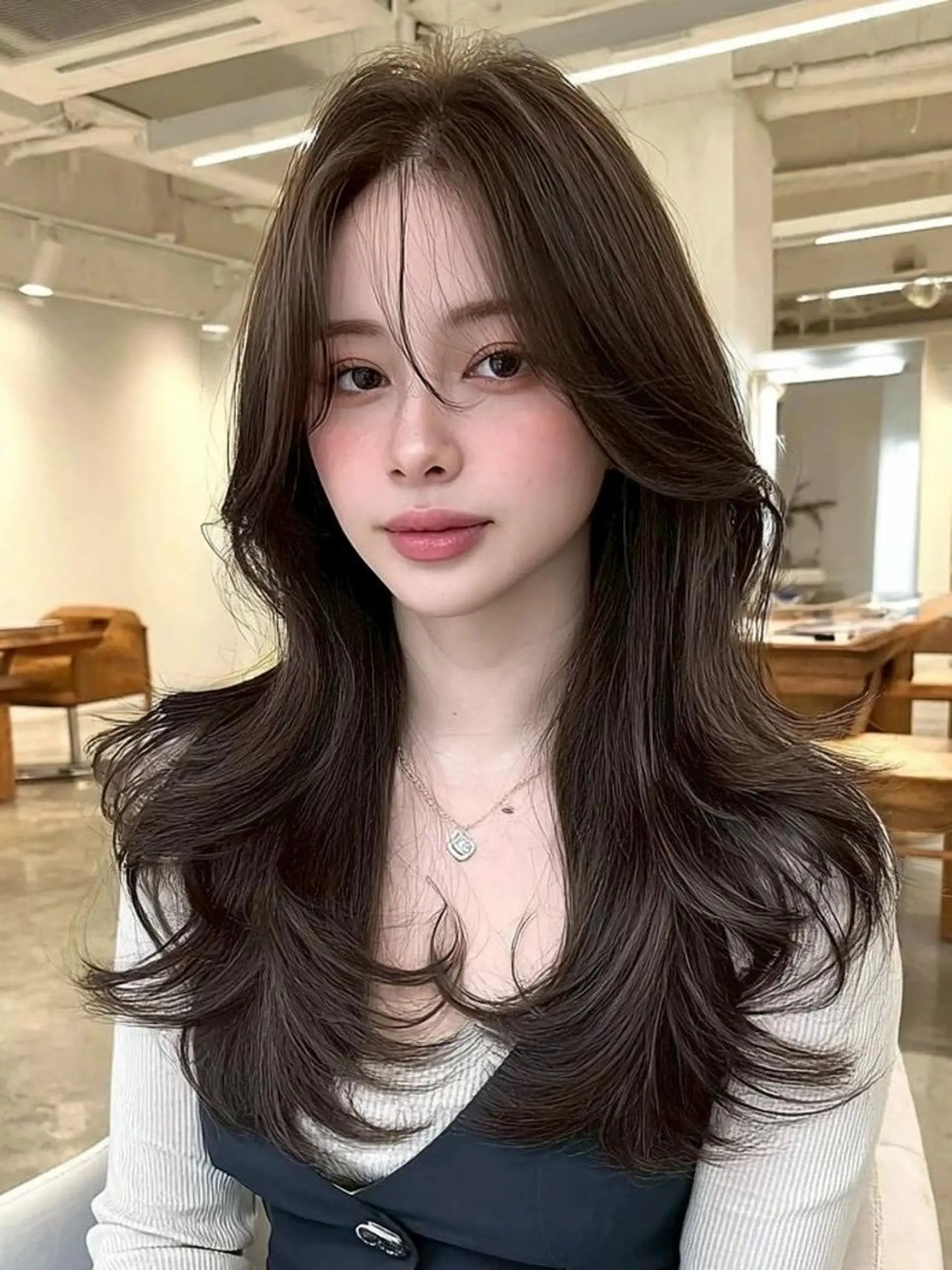 セミロング 韓国風ヘア レイヤーカット カット ヘアカラー トリートメント KANA/天王寺 🎀🫧のマツエク・マツパデザイン