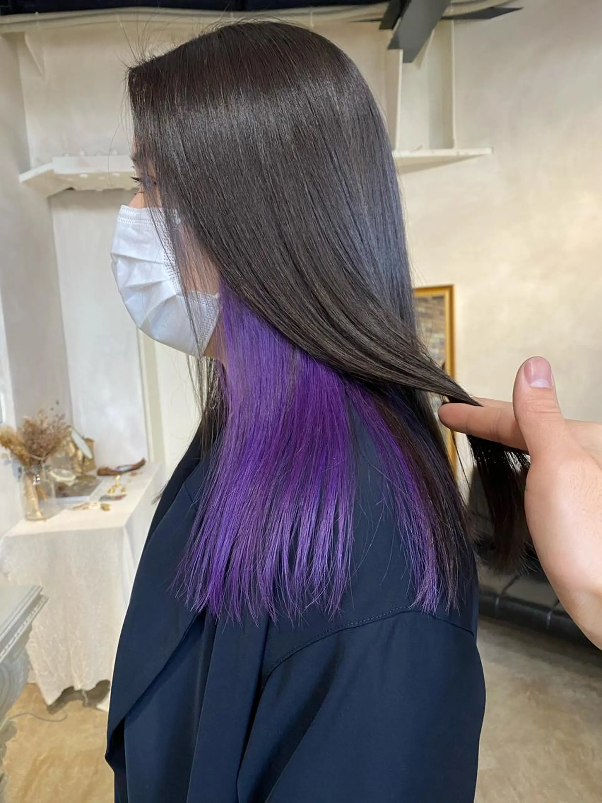 セミロング カラー ブリーチ インナーカラー パープルカラー ヘアカラー ALLY（アリー）所属・ミニモお気に入り数 No.1宍戸雄弥のヘアスタイル