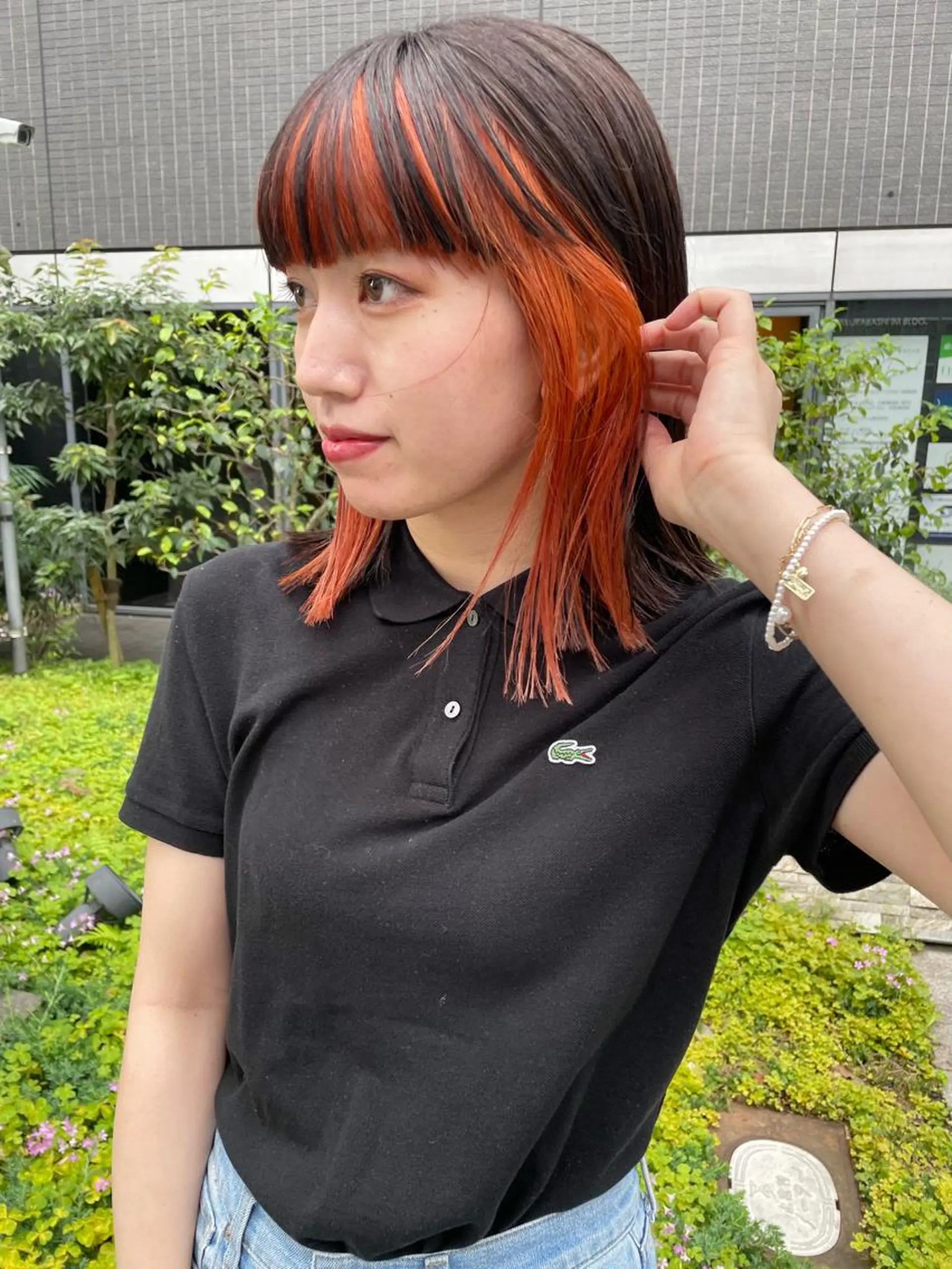 ミディアム カラー パーマ ヘアアレンジ メンズ キッズ ネイル マツエク・マツパ アイブロウ オレンジ カラーマツエク オレンジ カット ヘアカラー トリートメント tatsumi/ボブ ウルフ/レイヤーのヘアスタイル
