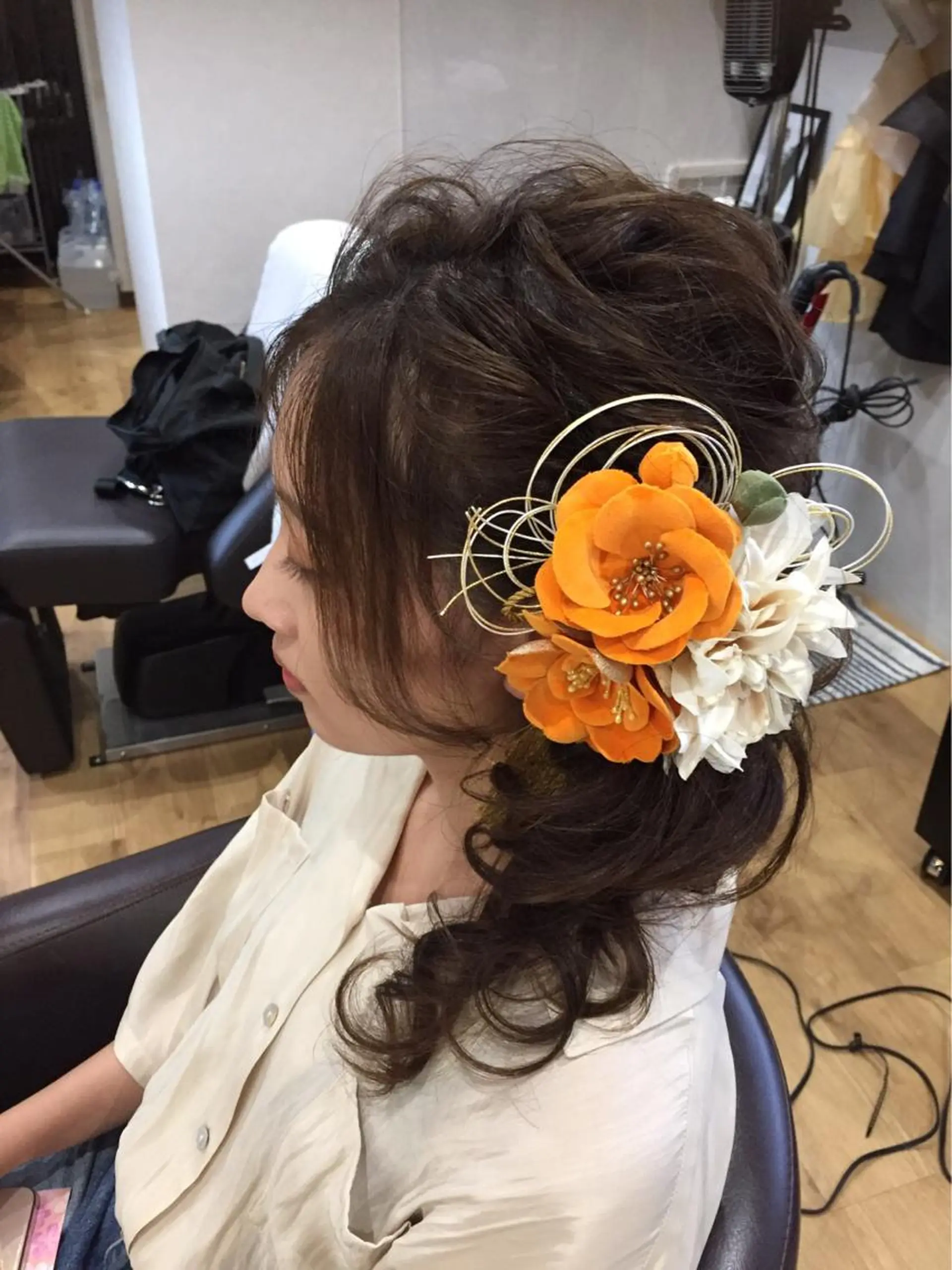 セミロング ヘアアレンジ 成人式 Kanani所属・田中 佐枝子のヘアスタイル