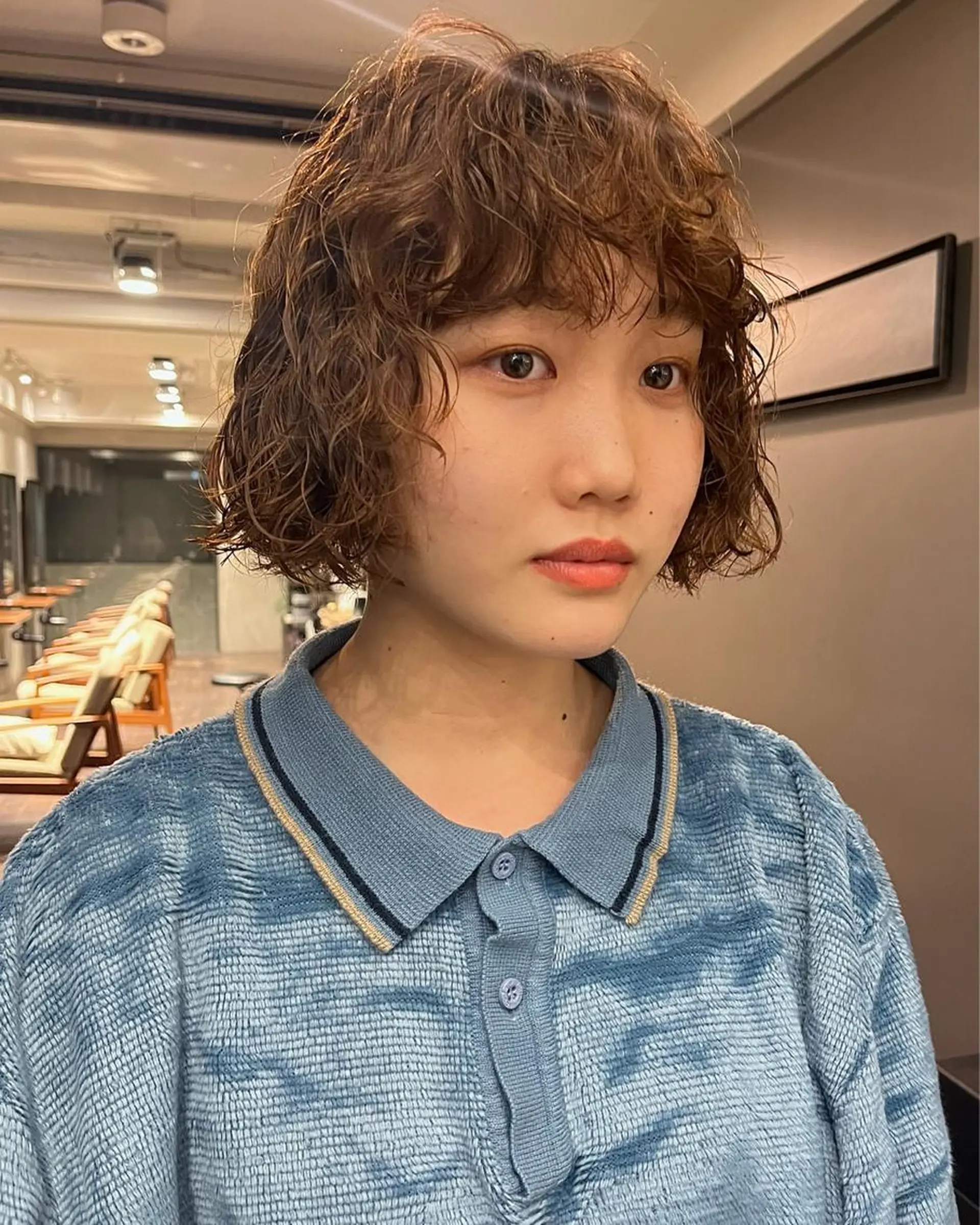 ミディアム カット パーマ NERO 眞下秋歩のヘアスタイル