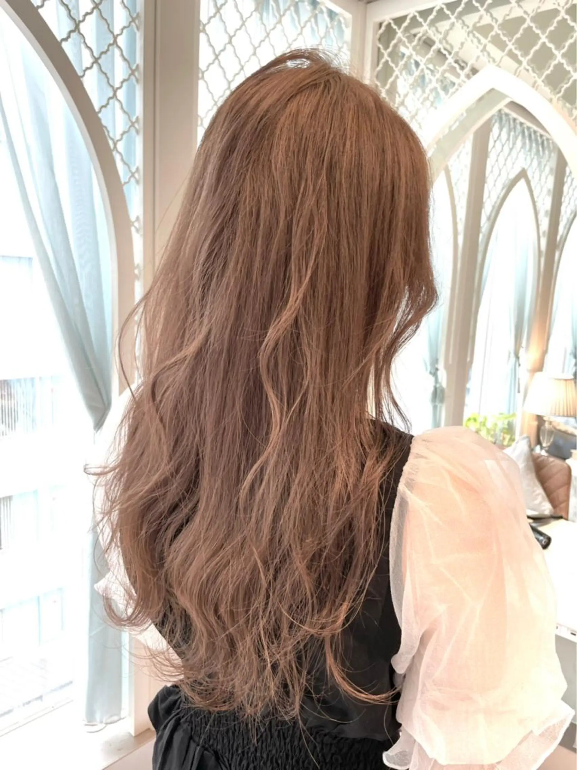 ロング 川井麻由🎀アイドル 量産🎀ピンクカラーのヘアスタイル