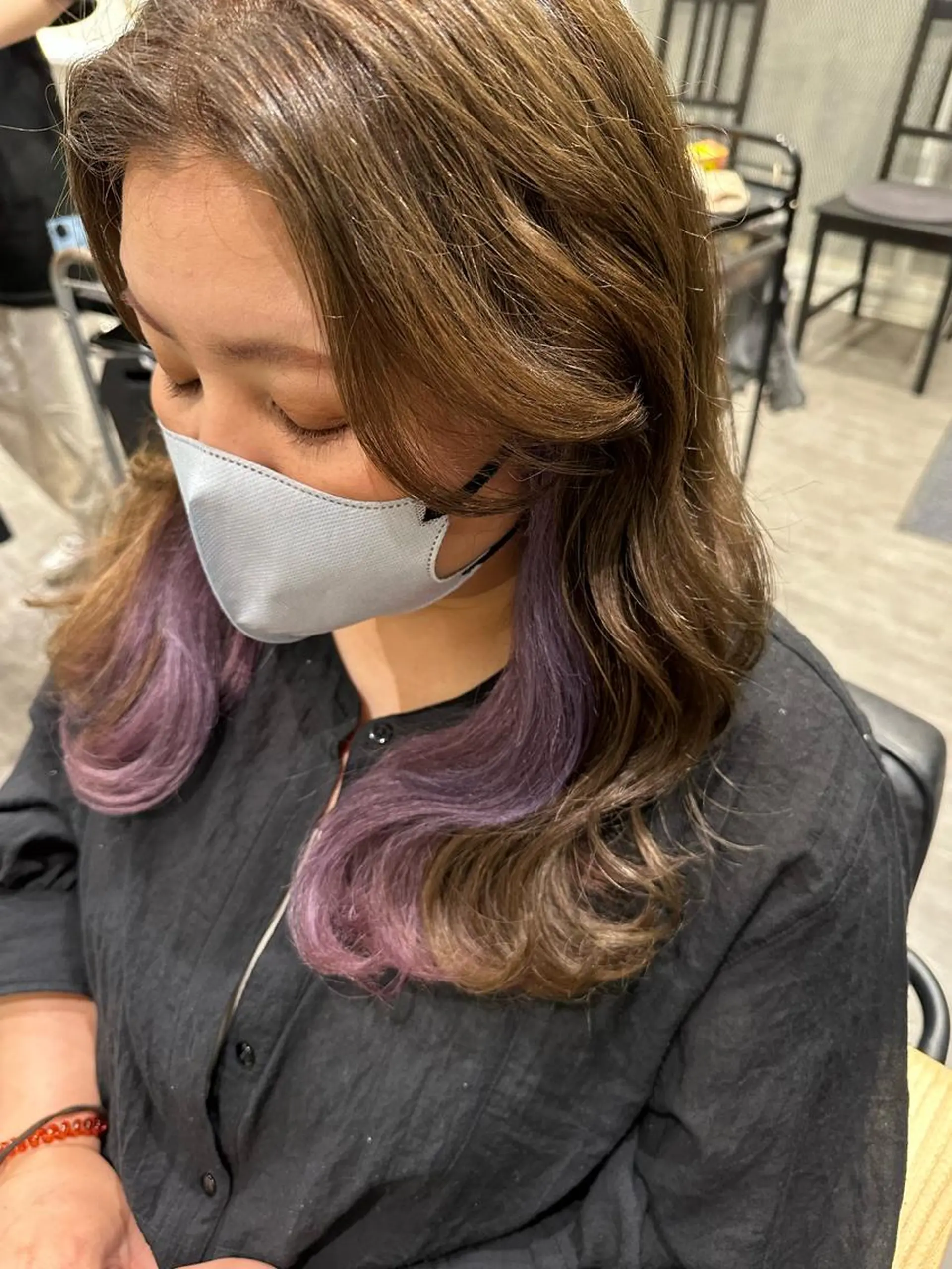 セミロング カラー ラベンダーカラー カット ヘアカラー トリートメント 上田 紗也のヘアスタイル