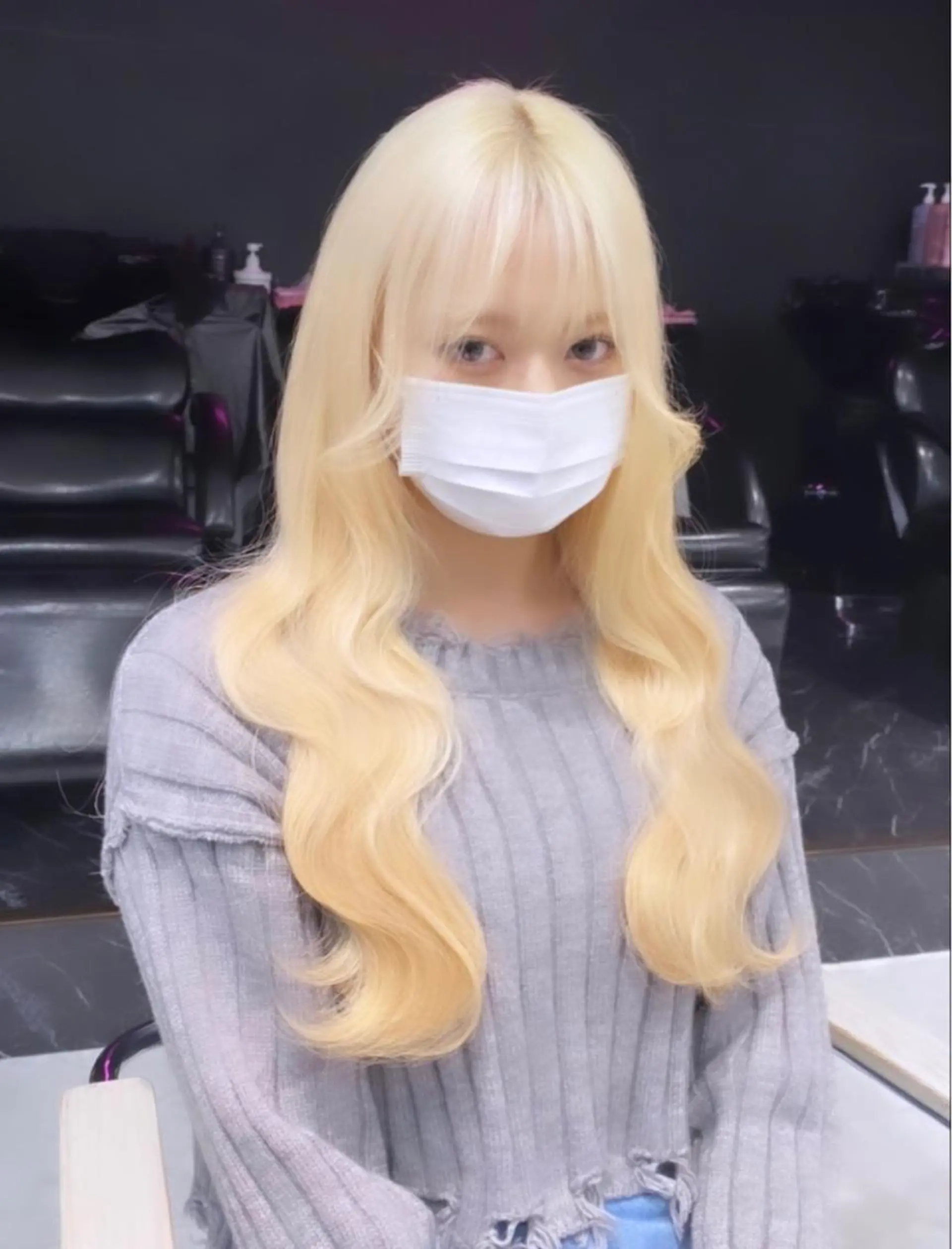 ロング カラー パーマ ヘアアレンジ メンズ キッズ ネイル マツエク・マツパ アイブロウ メンズ韓国風 ブロンド 韓国風マツエク 顔まわりレイヤー 韓国風ヘア ハイトーンNo.1 👩🏼NaGiSaのヘアスタイル