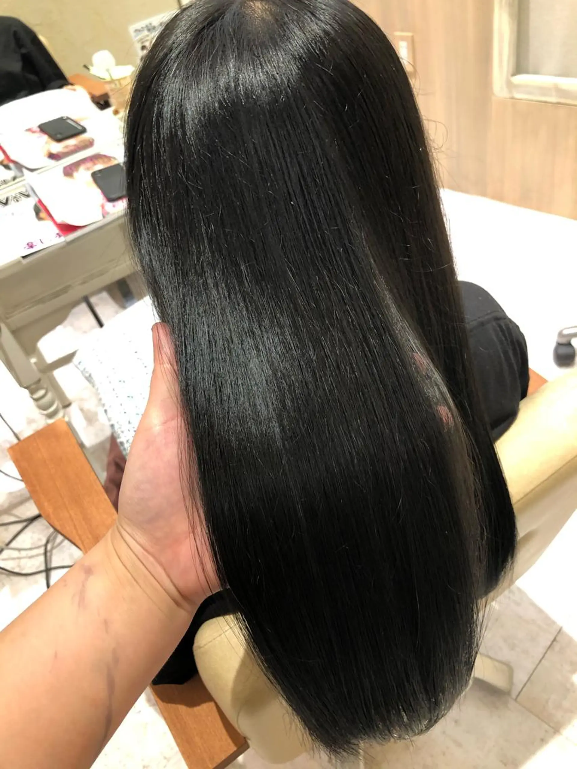 ロング カラー 黒髪 ブルーカラー ブルーブラック 🧡艶髪・ゆるふわ style💛ミユのヘアスタイル
