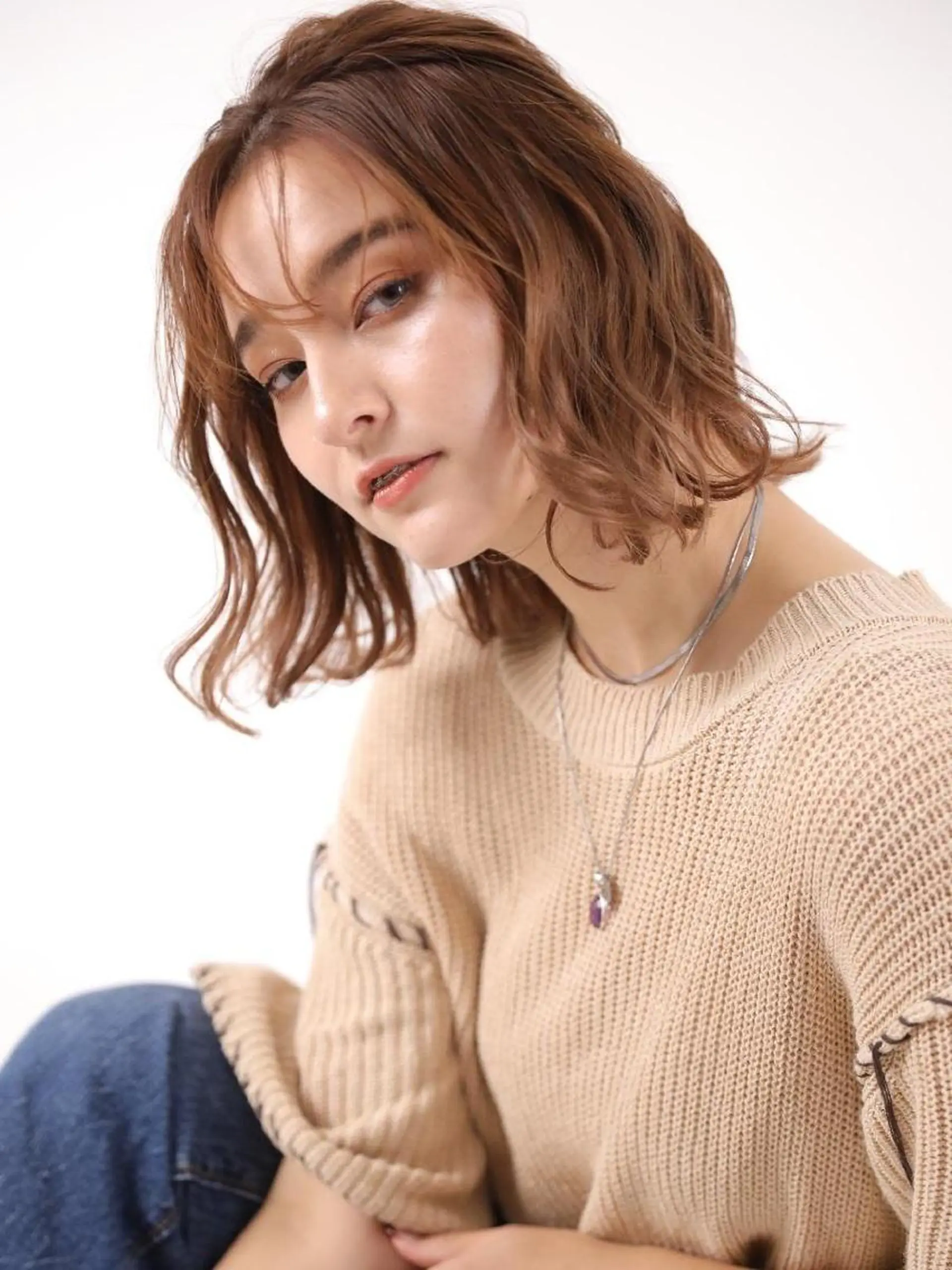 ミディアム パーマ 畑中 さとこのヘアスタイル