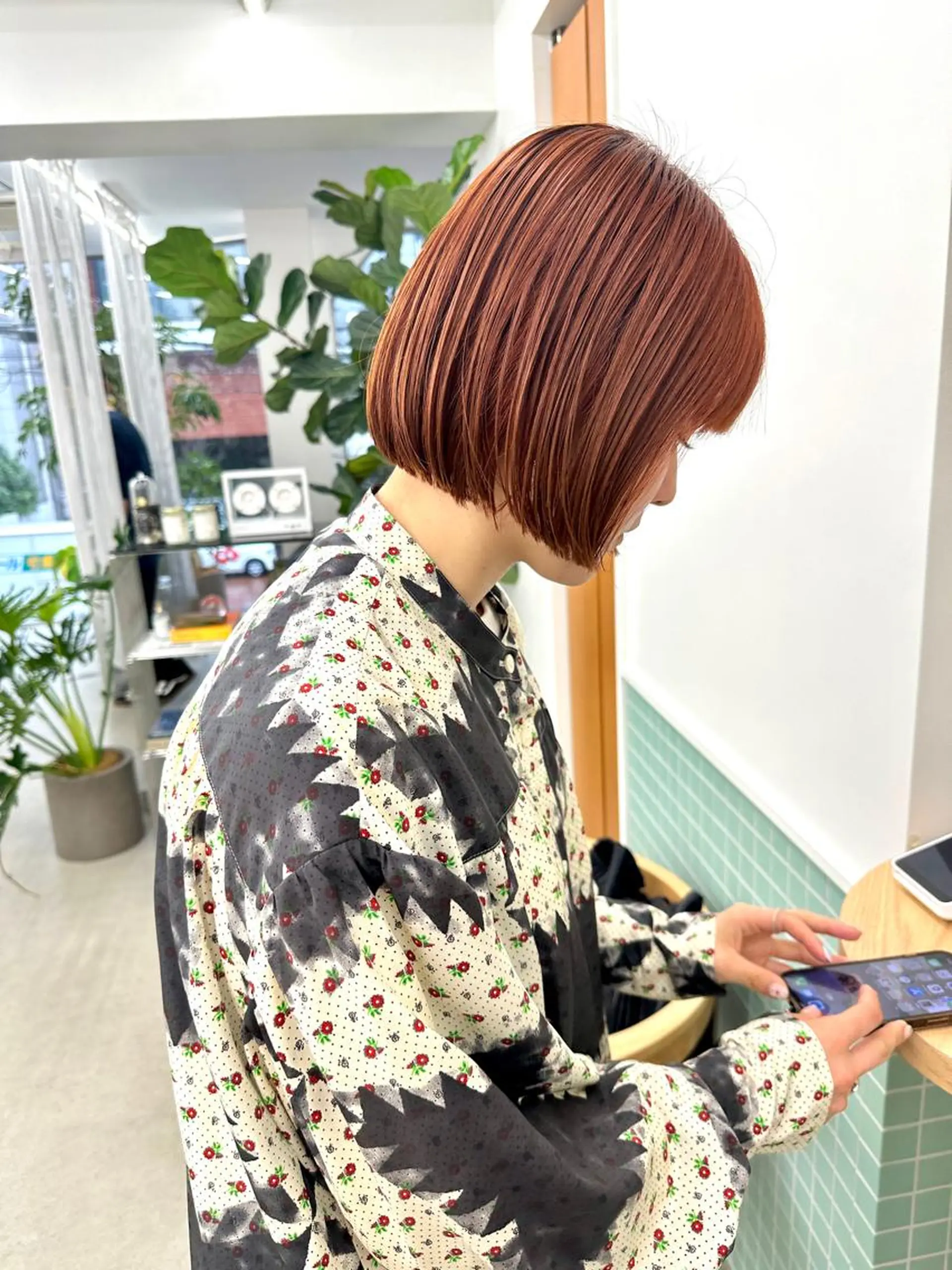 ショート カラー ブリーチ ケアブリーチ オレンジ ピンクカラー ヘアカラー トリートメント ボブ/レイヤー/ケア パーマ/リュウタのヘアスタイル