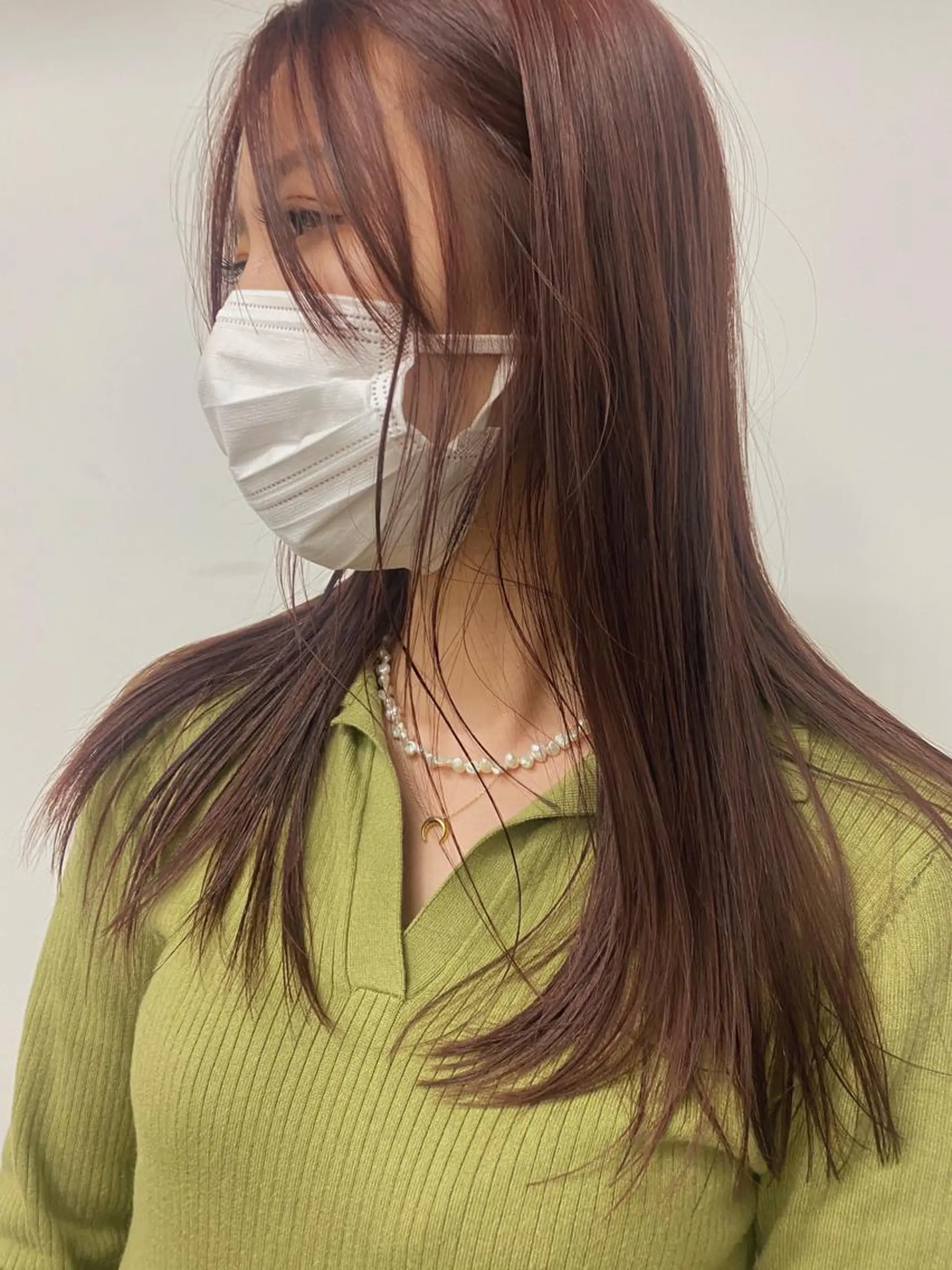 セミロング カラー パーマ ヘアアレンジ ブリーチ ブリーチなしカラー ピンクカラー 切りっぱなしロブ stand所属・ニュアンスヘア🌔 nanakoのヘアスタイル