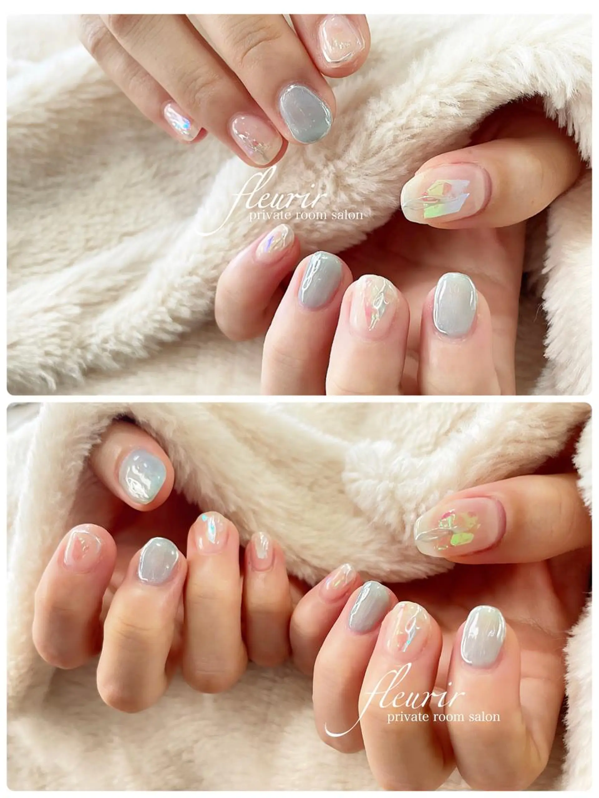 ネイル アートネイル ミラーネイル シルバー フルリール 【プライベートサロンのネイルデザイン