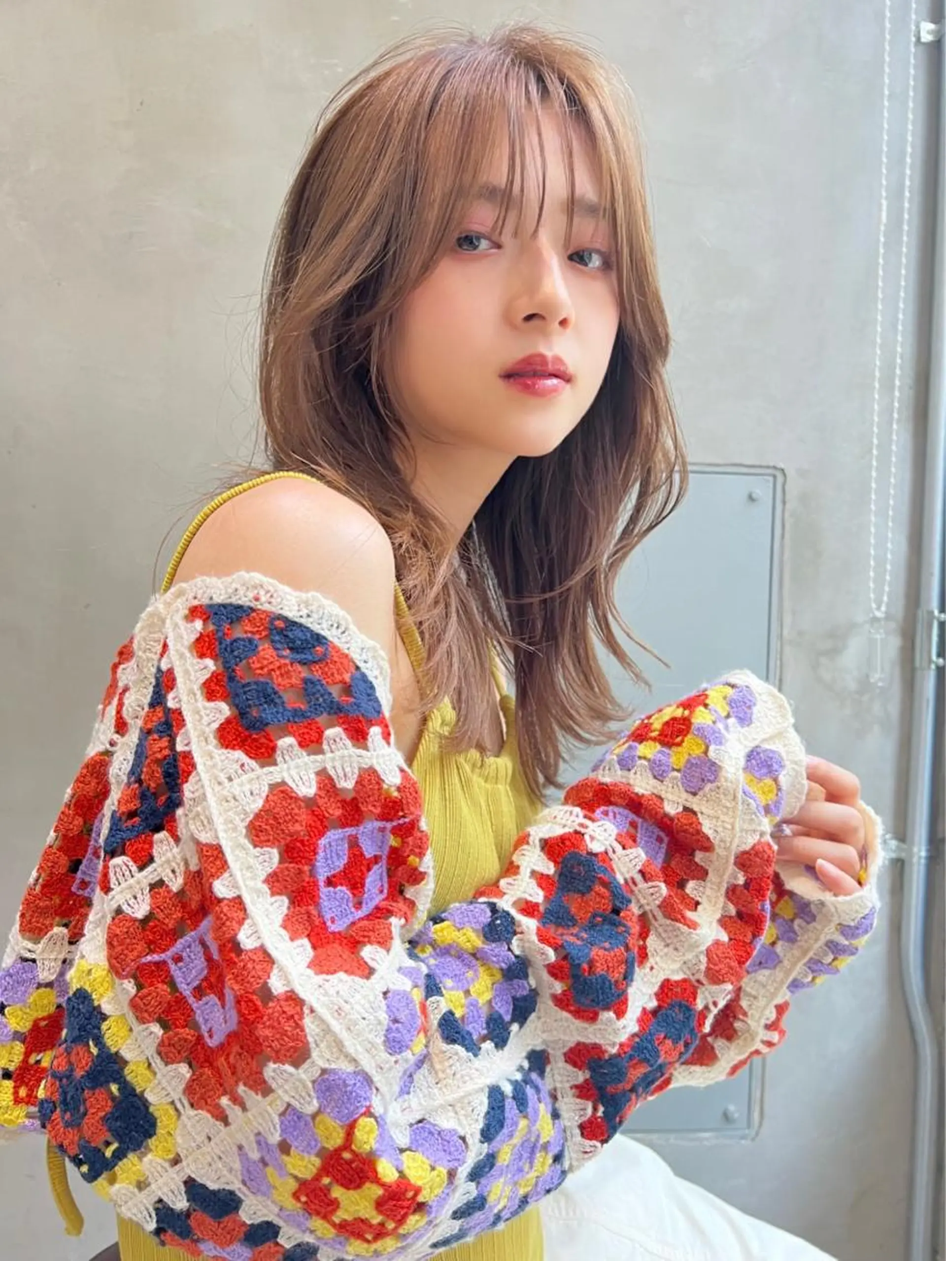 ミディアム カット ヘアカラー トリートメント ヘアセット IVE所属・ブリーチなし🤍 渋谷／原島杏奈のヘアスタイル
