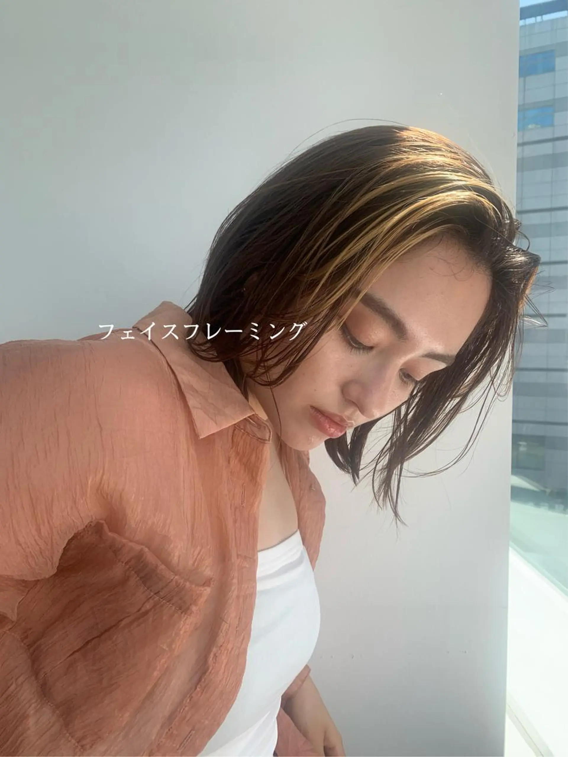 ミディアム くせ毛 外国人風カラー ハイライト 髪質改善 似合わせカット ヘアカラー k-two esora 池袋店所属・土佐 優奈のヘアスタイル