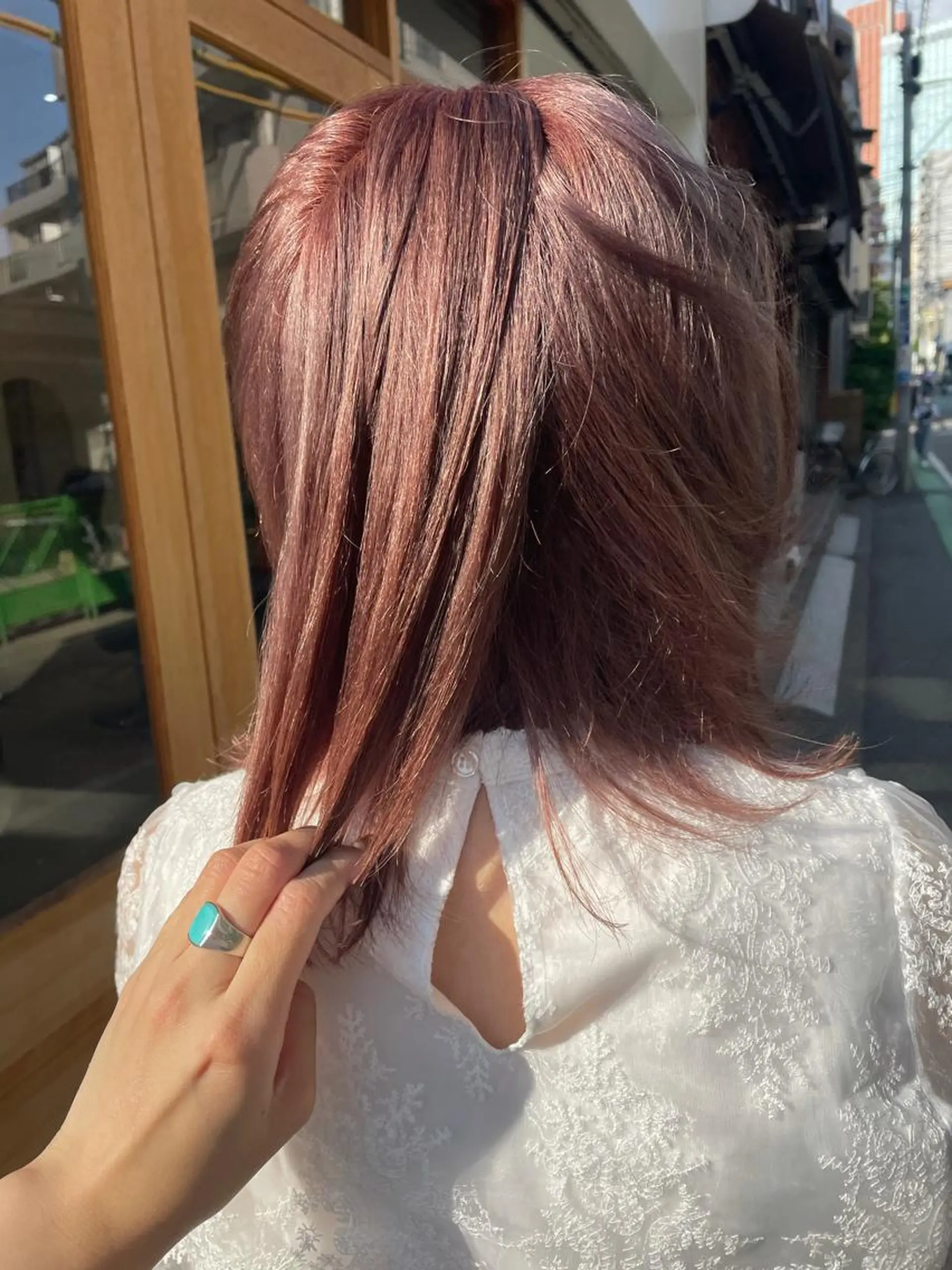 ミディアム カラー ベージュカラー ブリーチ ピンクカラー ピンクベージュ ヘアカラー 中目黒🌼 🌼ハナのヘアスタイル