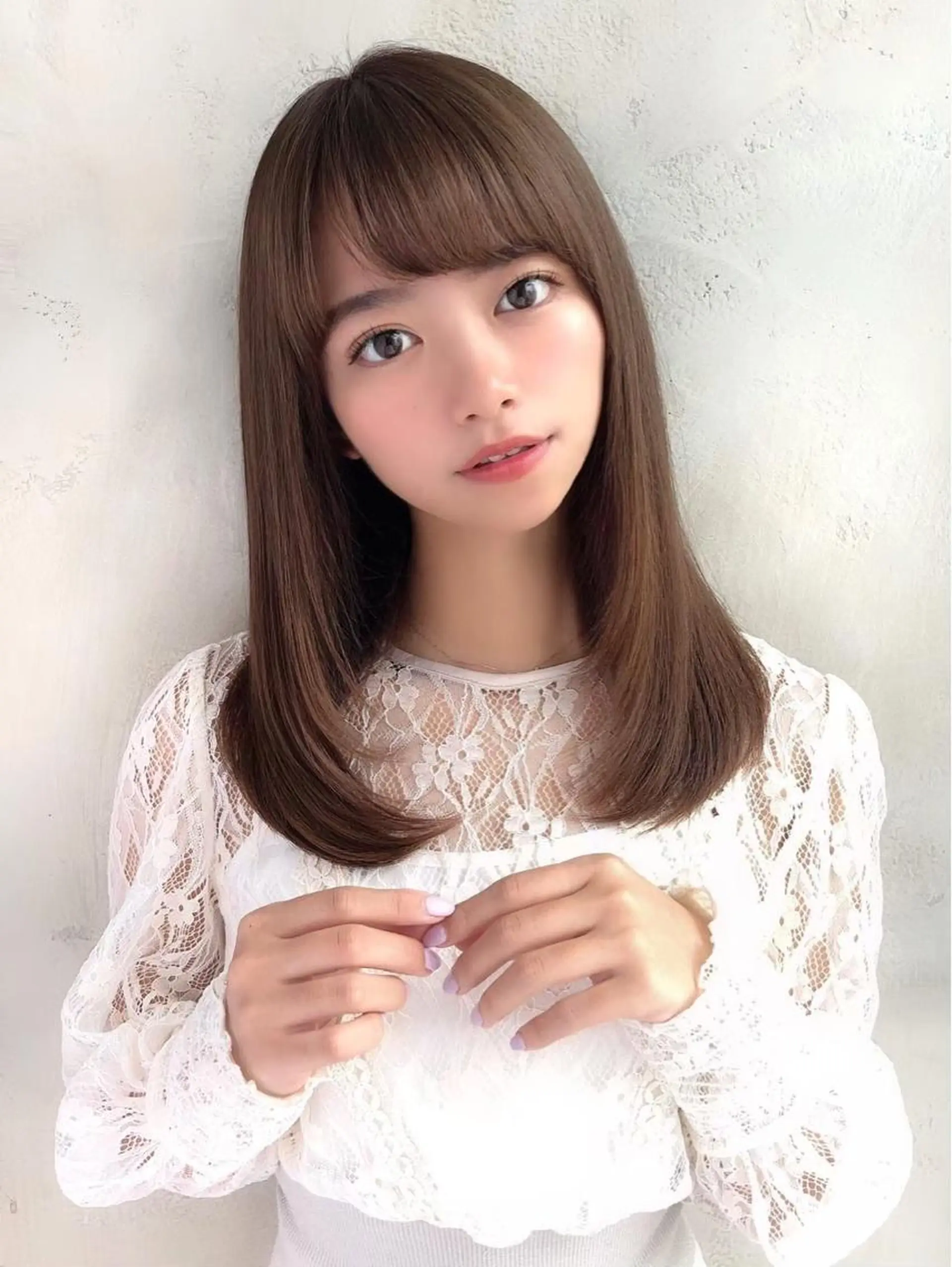 ロング カラー 高島大登/顔周り /ミルクティーのヘアスタイル