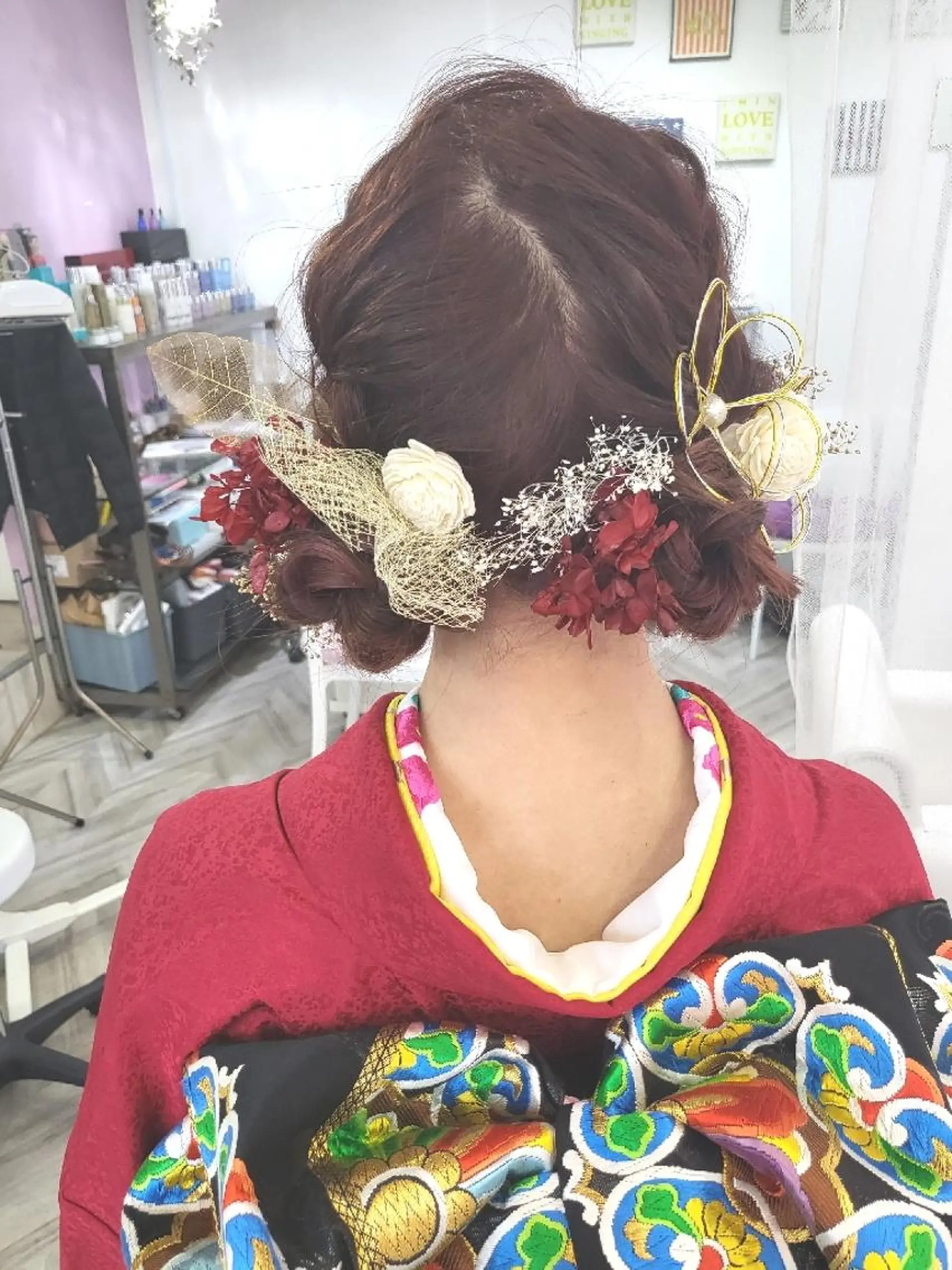 ロング ヘアアレンジ カラー お団子ヘア ナカシマ  アユミのヘアスタイル