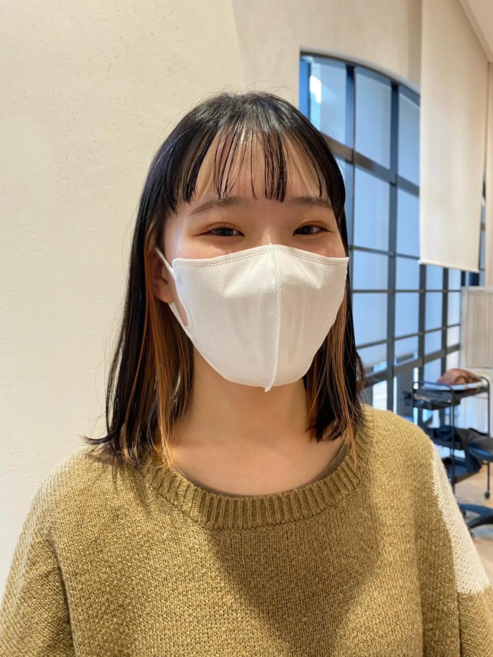 ショート カラー インナーカラー オレンジ カット ヘアカラー トリートメント 増井 彩乃のヘアスタイル