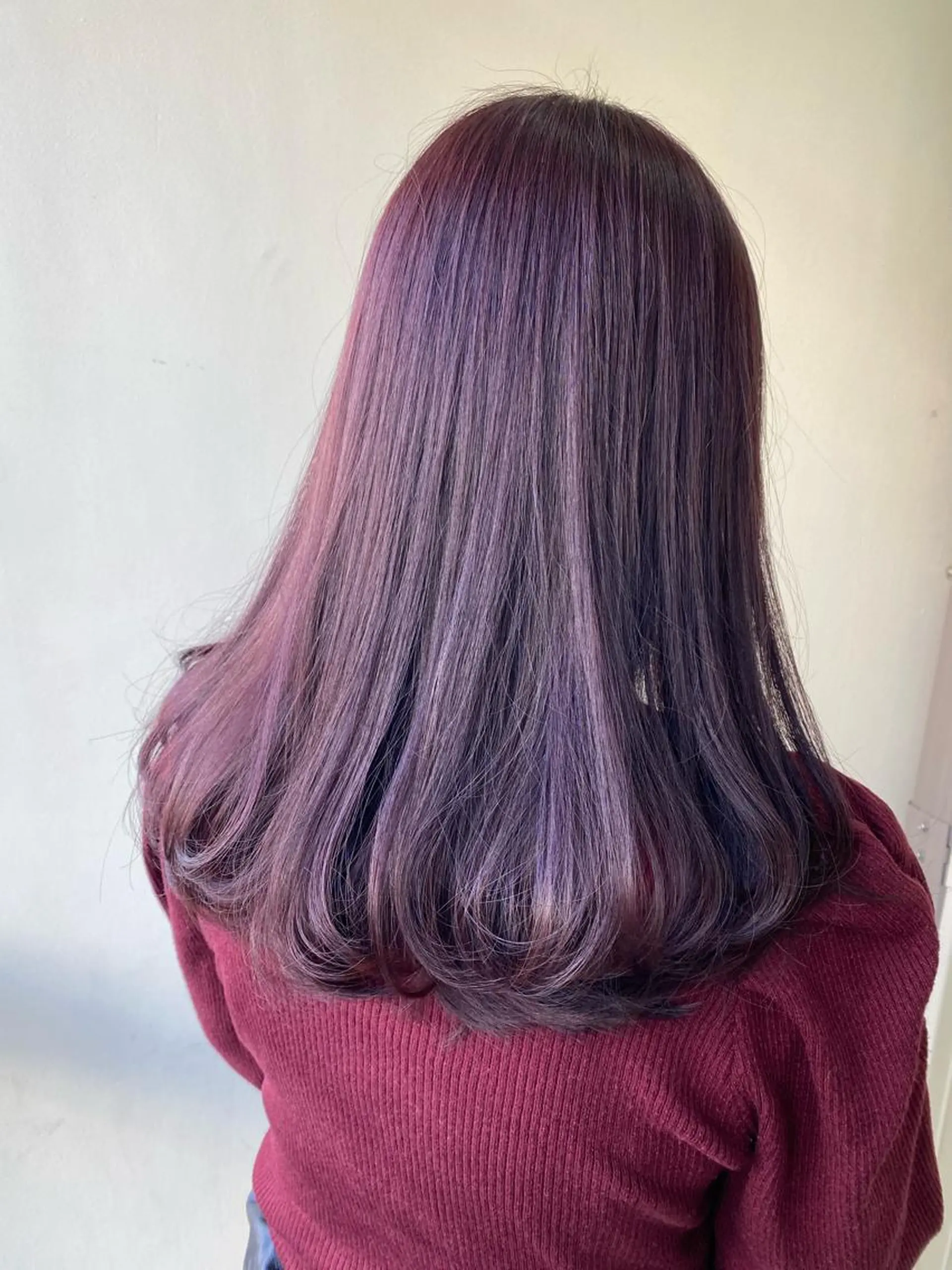セミロング カラー ブリーチ ブリーチなしカラー バイオレットカラー 韓国ヘア🇰🇷 SAYAのヘアスタイル