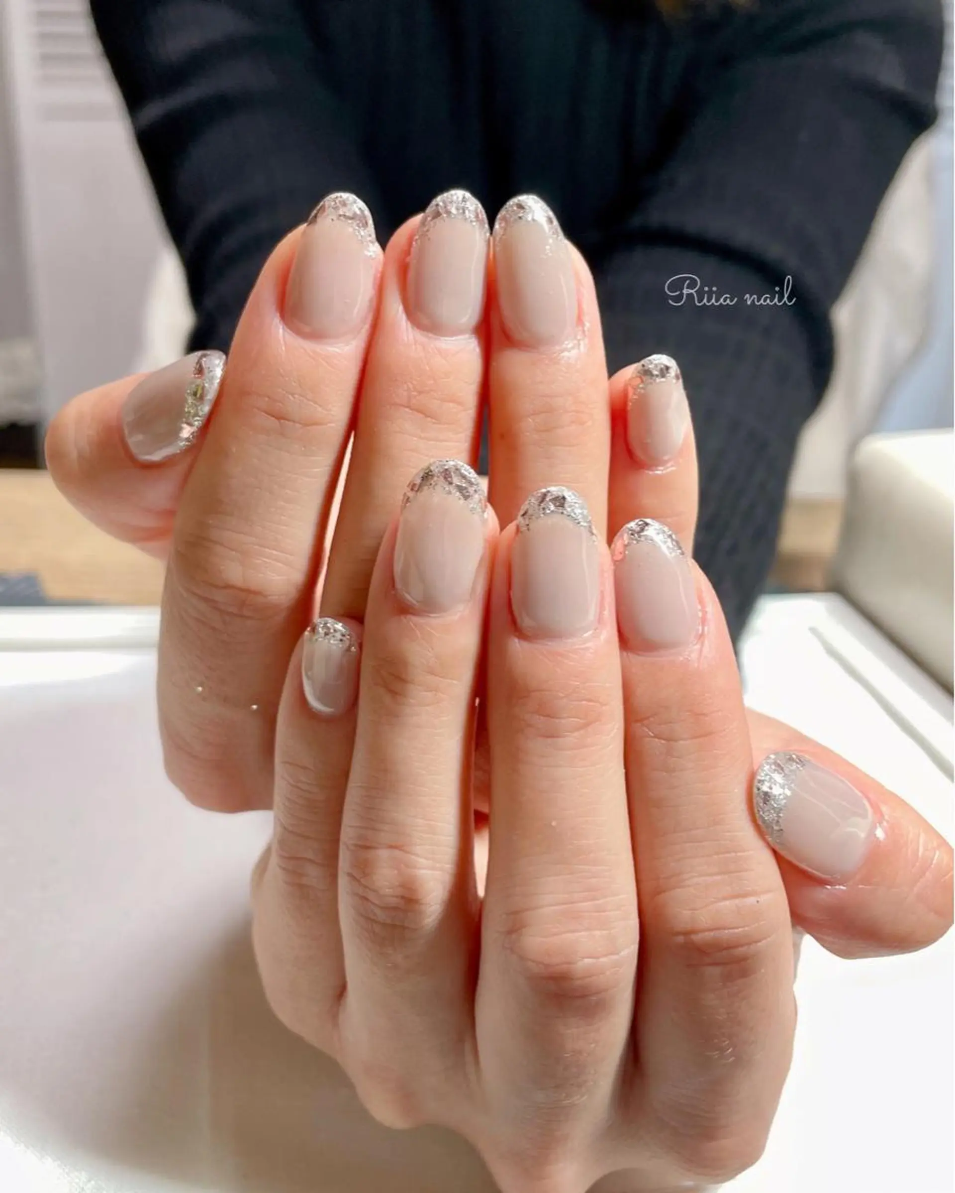 ネイル フレンチネイル ガラスフレンチ リニューアルオープン riianailのネイルデザイン