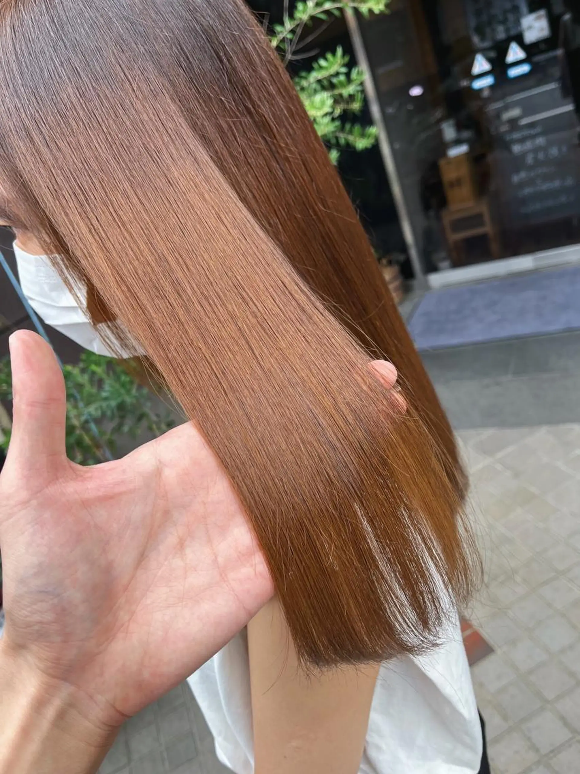 ロング カラー ブラウンカラー 透明感カラー オレンジ オレンジブラウン 縮毛矯正 トリートメント KINI所属・HIYOSHI　✂︎ 艶髪職人のヘアスタイル