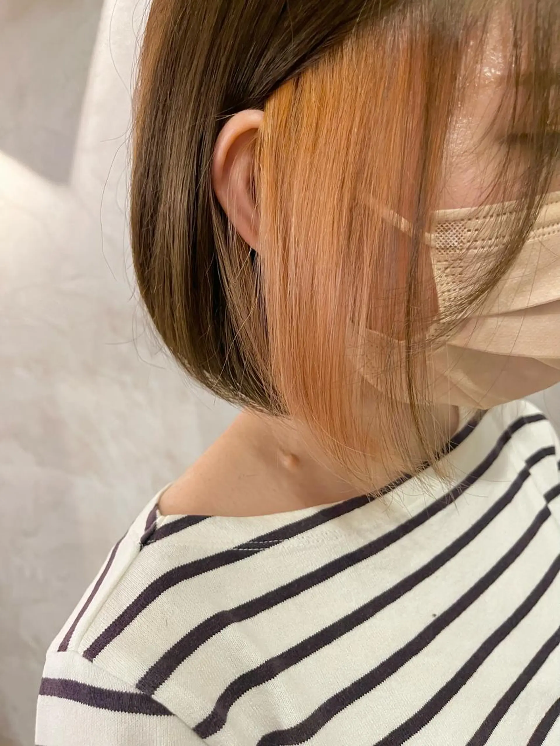 ミディアム カラー ベージュカラー オレンジ オレンジベージュ ヘアカラー FUJINO RYOのヘアスタイル