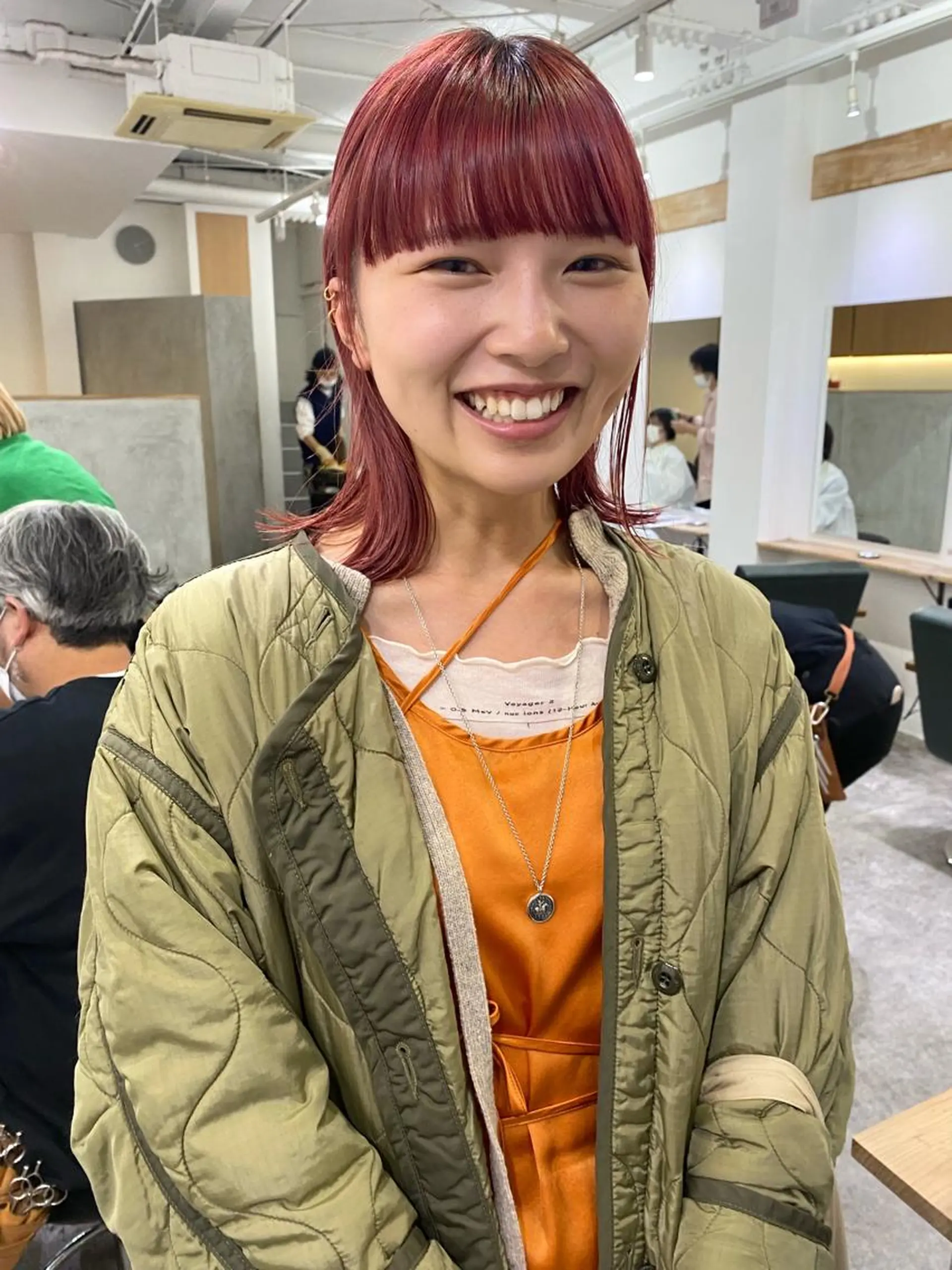 ミディアム カラー ピンクカラー カット ヘアカラー トリートメント 森貴裕/ベージュ/ パーマ/オリーブのヘアスタイル