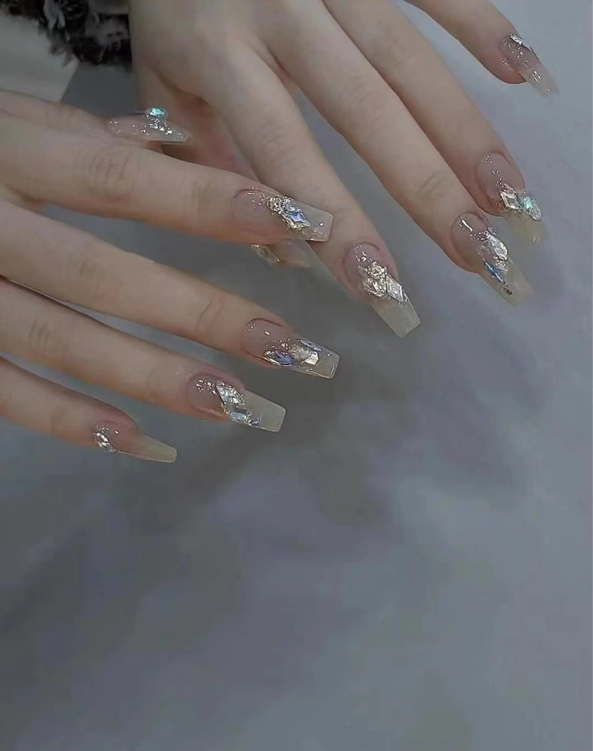 ネイル クリアネイル 長さ出し フレンチネイル 氷ネイル・うるうるネイル マグネットネイル Moana Nail 長さだし専門店のネイルデザイン