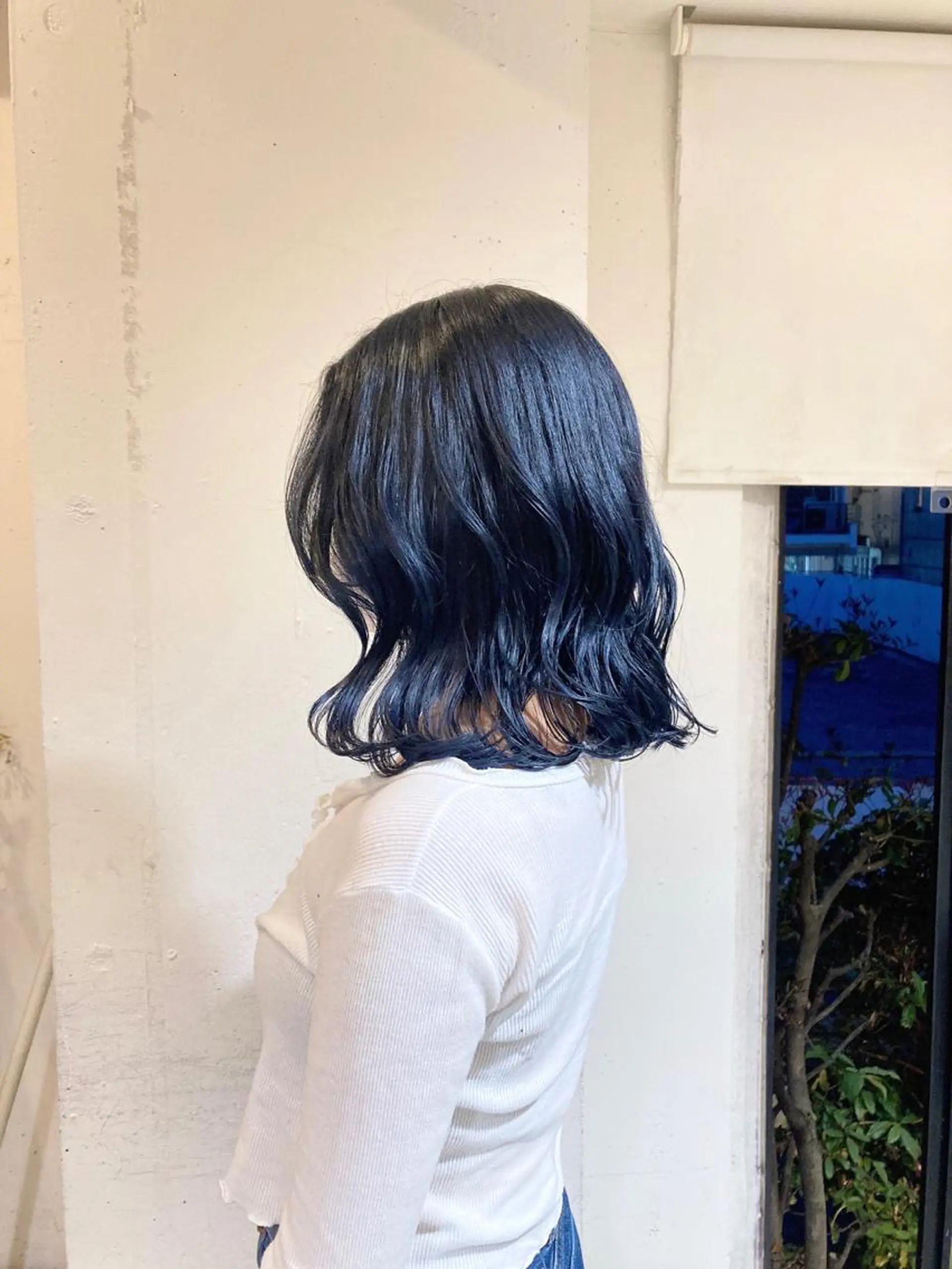 カラー 黒髪 ブルーカラー ブルーブラック ネイビーカラー 💗モテ髪 ハイトーンあや💗のヘアスタイル