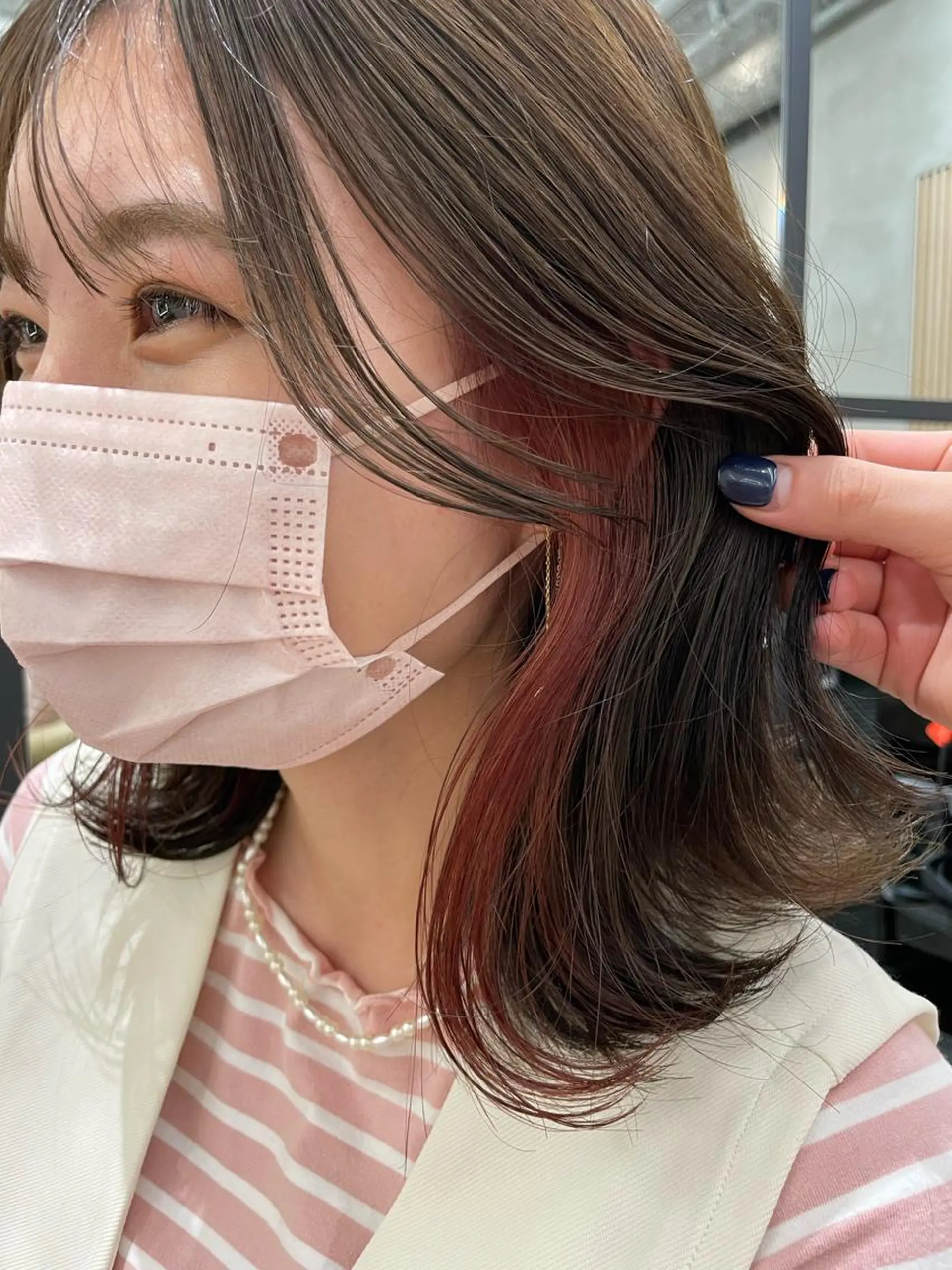 ミディアム カラー パーマ ヘアアレンジ キッズ ネイル マツエク・マツパ ピンクカラー カラーマツエク ピンク レイヤー縮毛矯正 ささきすずね💗のヘアスタイル