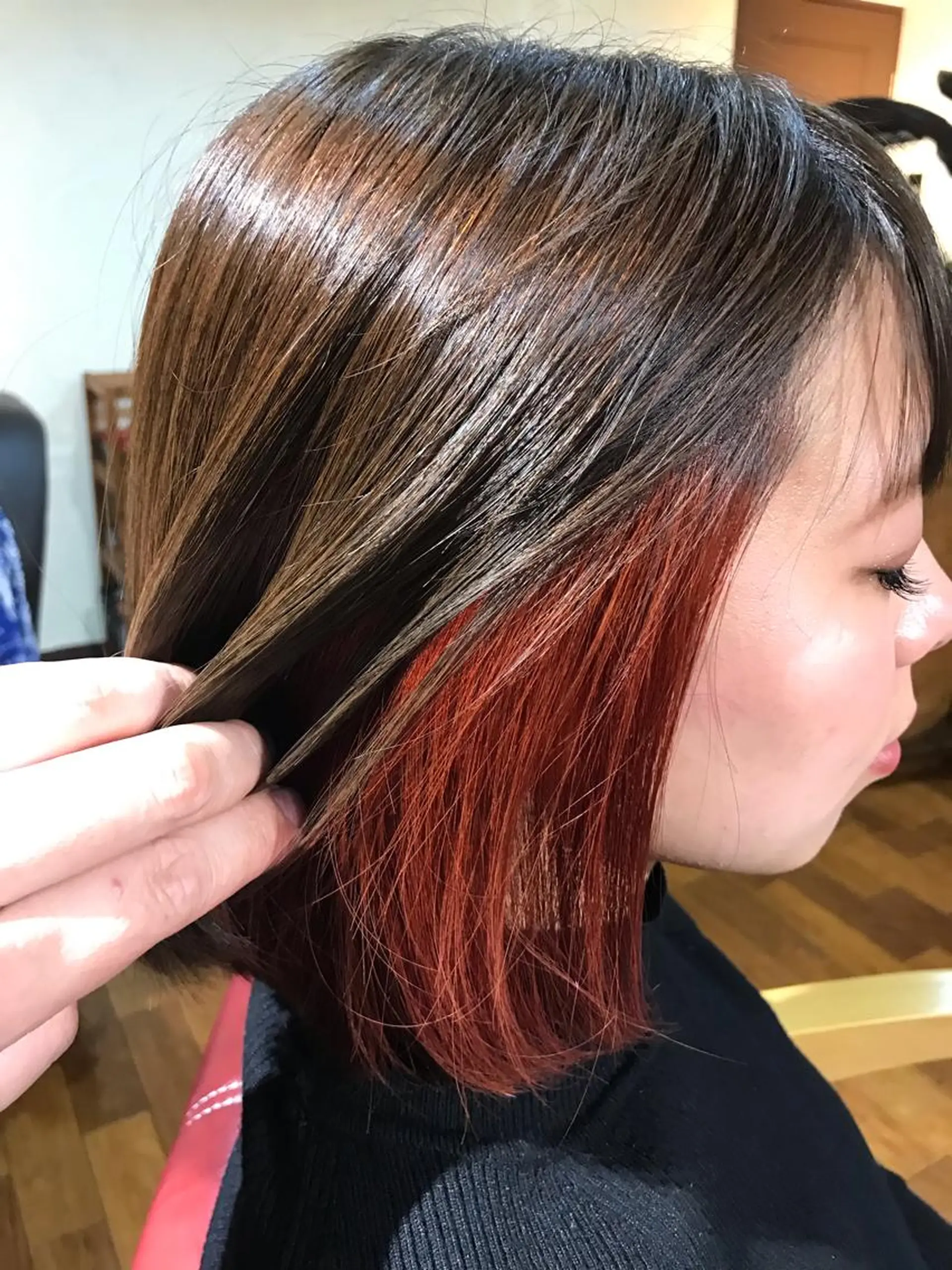 ショート カラー イヤリングカラー オレンジ 大嶋 宏隆のヘアスタイル