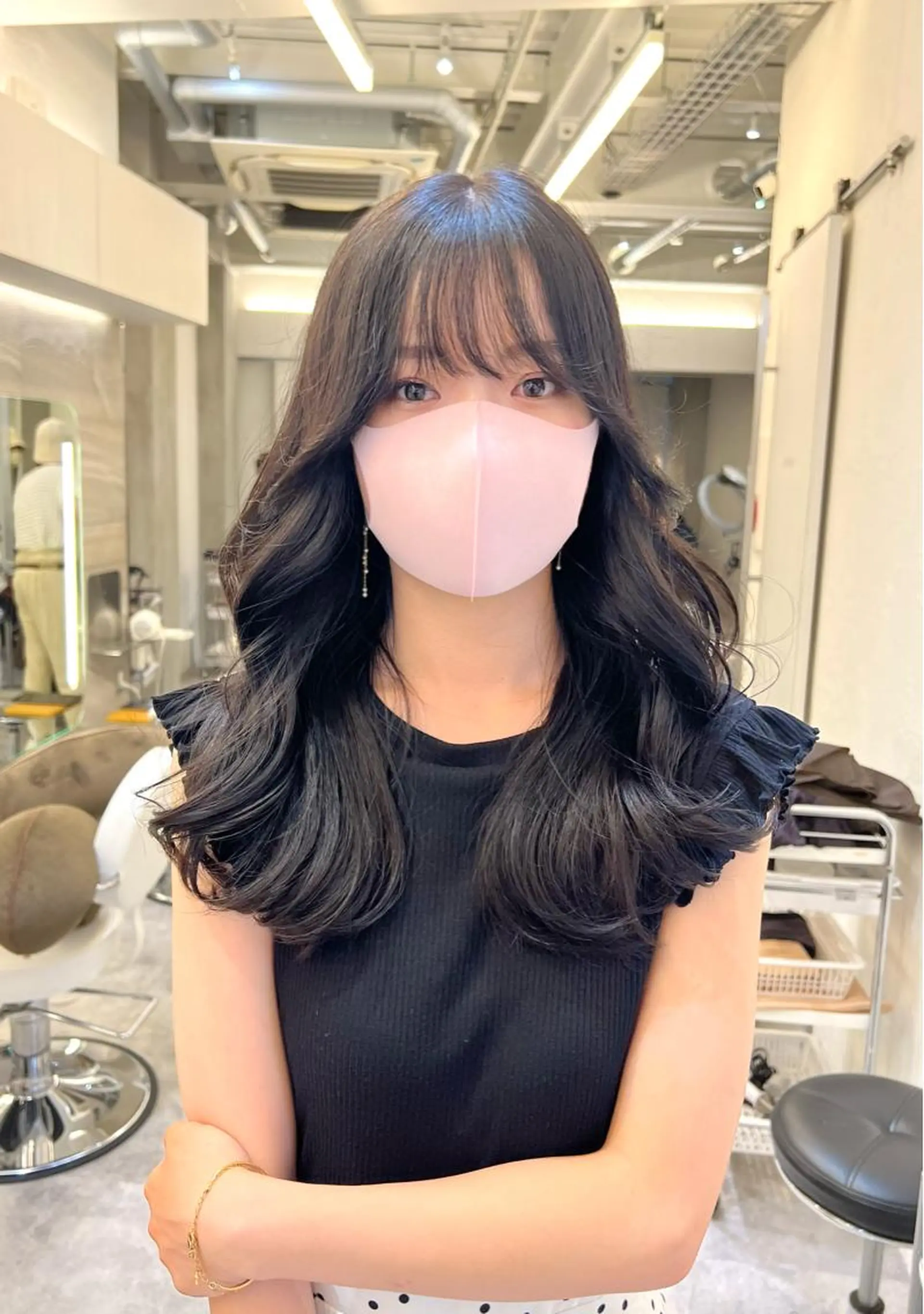 ロング カラー ヘアアレンジ ダークグレー ダークグレージュ グレージュ くびれヘア 韓国風ヘア カット ヘアカラー トリートメント ヘアセット レイヤー/透明感 🍃鈴木裕介のヘアスタイル