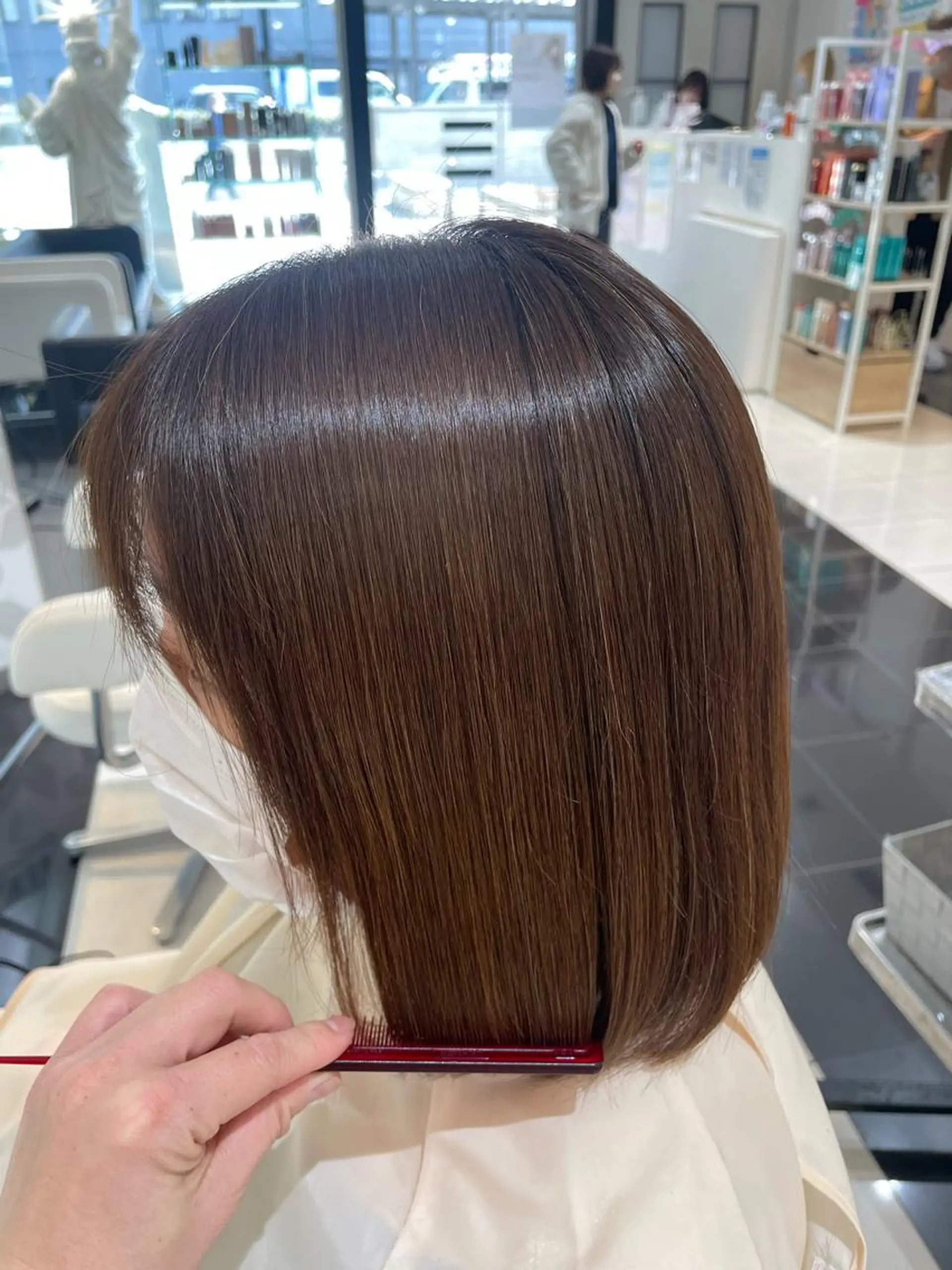 ミディアム ヘアカラー トリートメント 髪質改善カラー 清利あやなのヘアスタイル