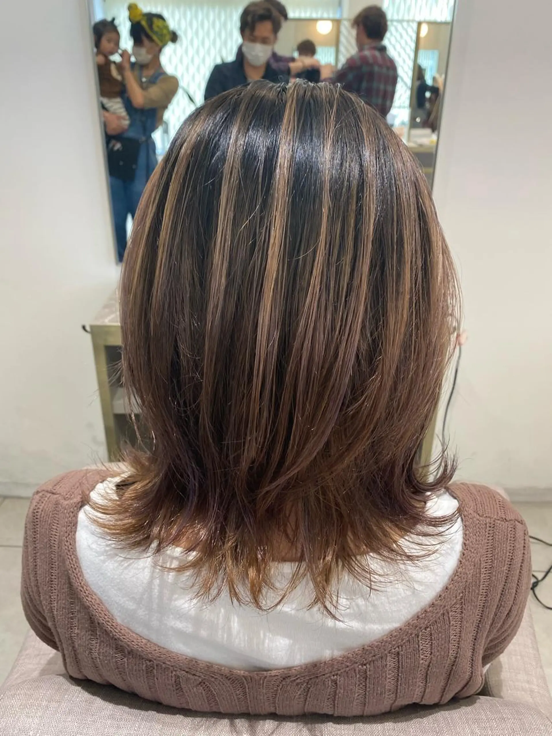 ミディアム カラー ヘアアレンジ カット ヘアカラー 渡辺　亮/ ハイライト/髪質改善のヘアスタイル
