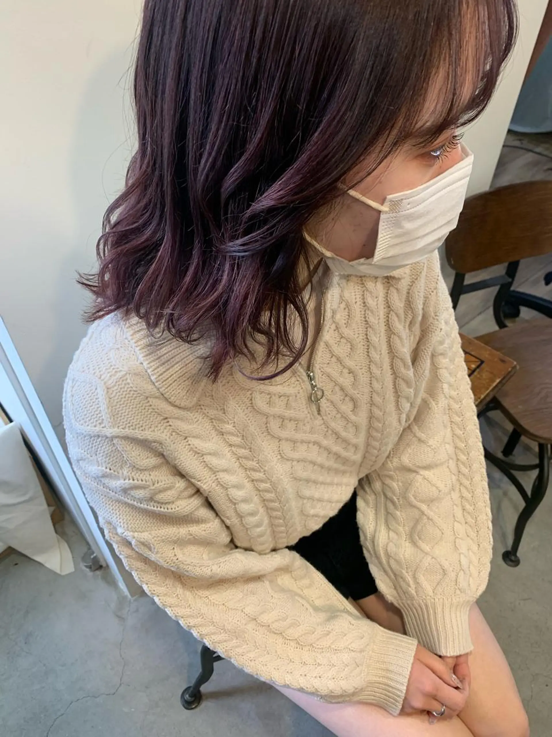 ミディアム ヘアカラー トリートメント 暖色/まろベージュ/ シカタユウカのヘアスタイル