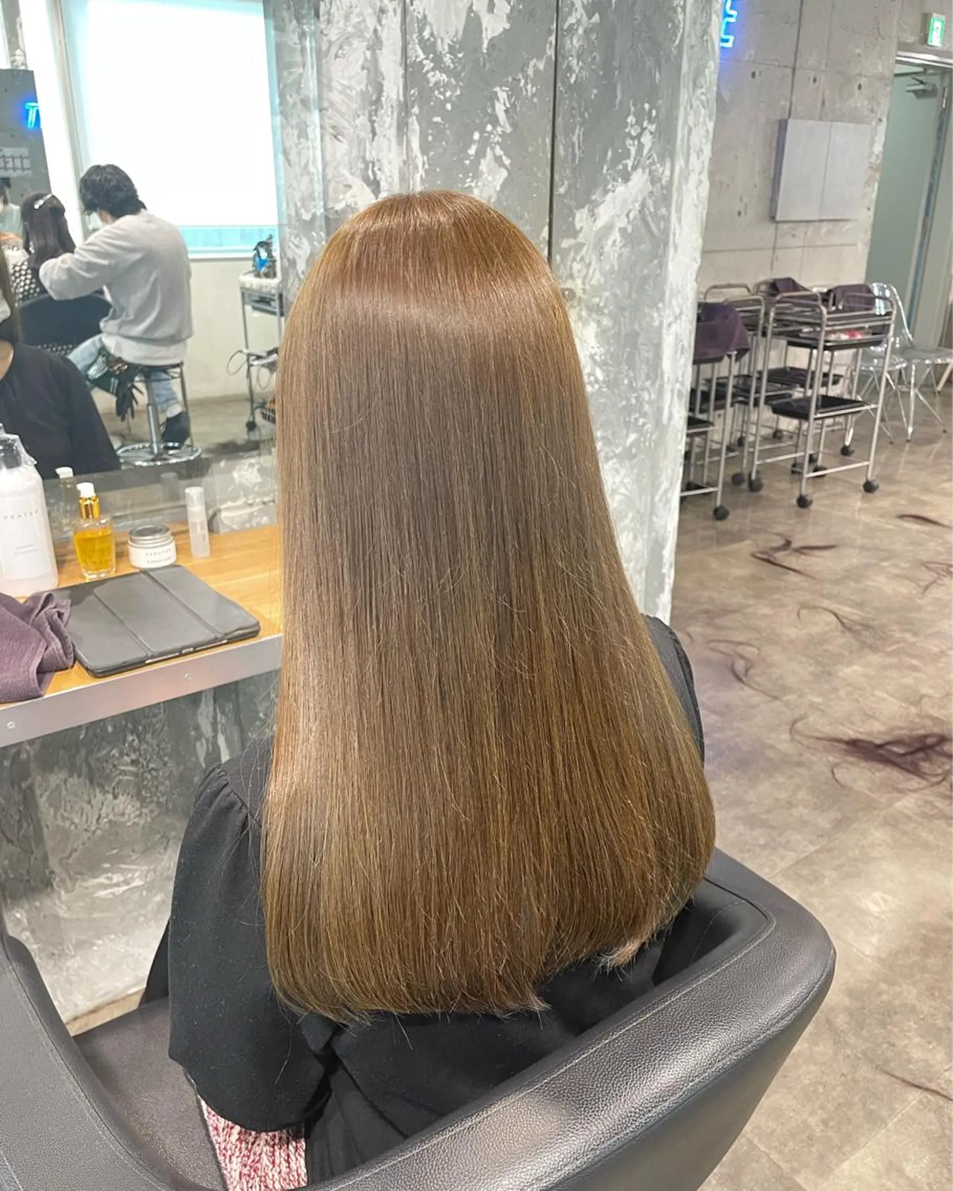 ロング カラー ヘアカラー トリートメント ヘッドスパ ヘアセット I'S.横浜所属・赤み消しカラー 🍀JUNKIのヘアスタイル