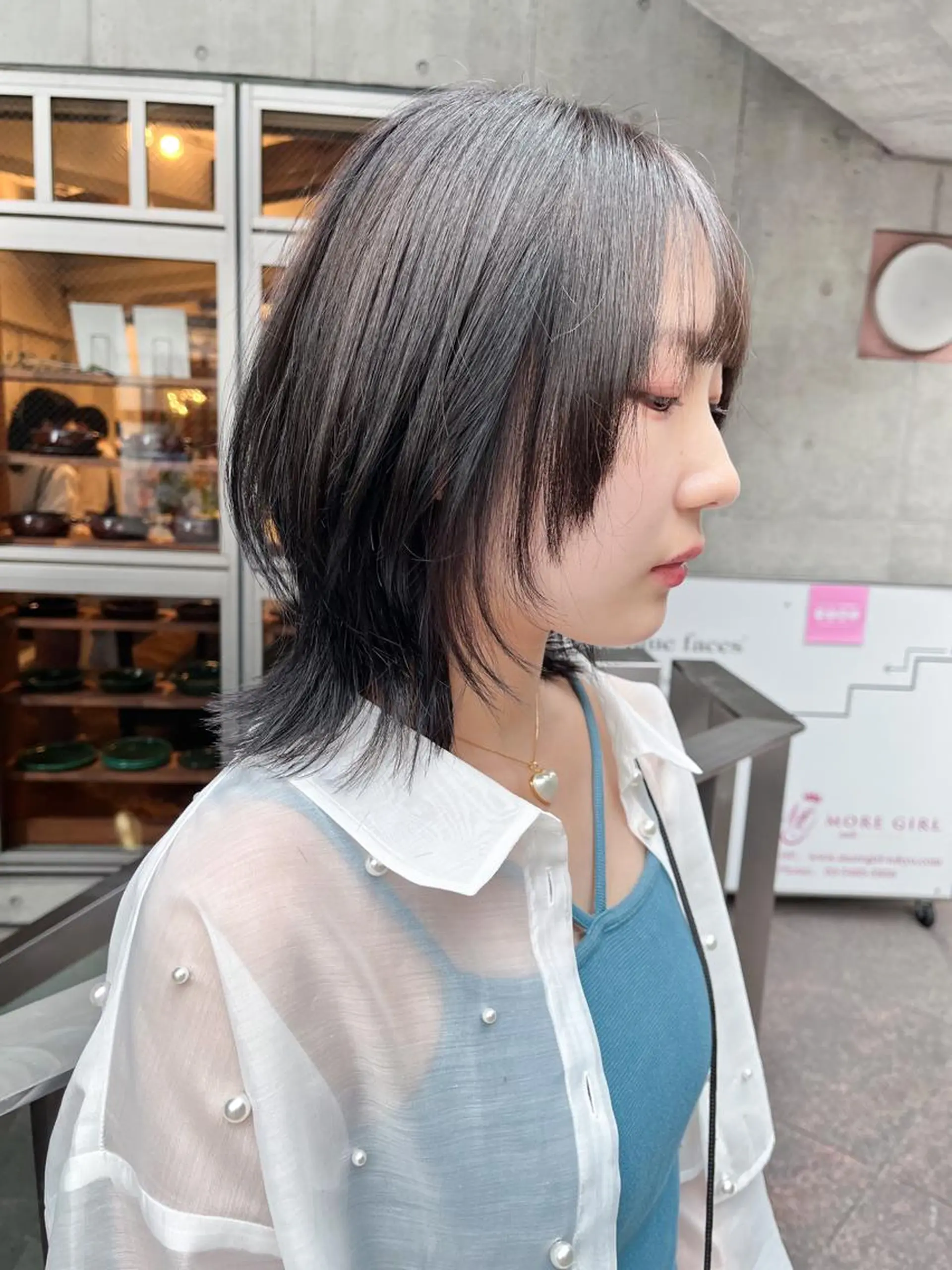 ミディアム カラー くびれヘア ウルフカット 原宿パーマ kazuのヘアスタイル
