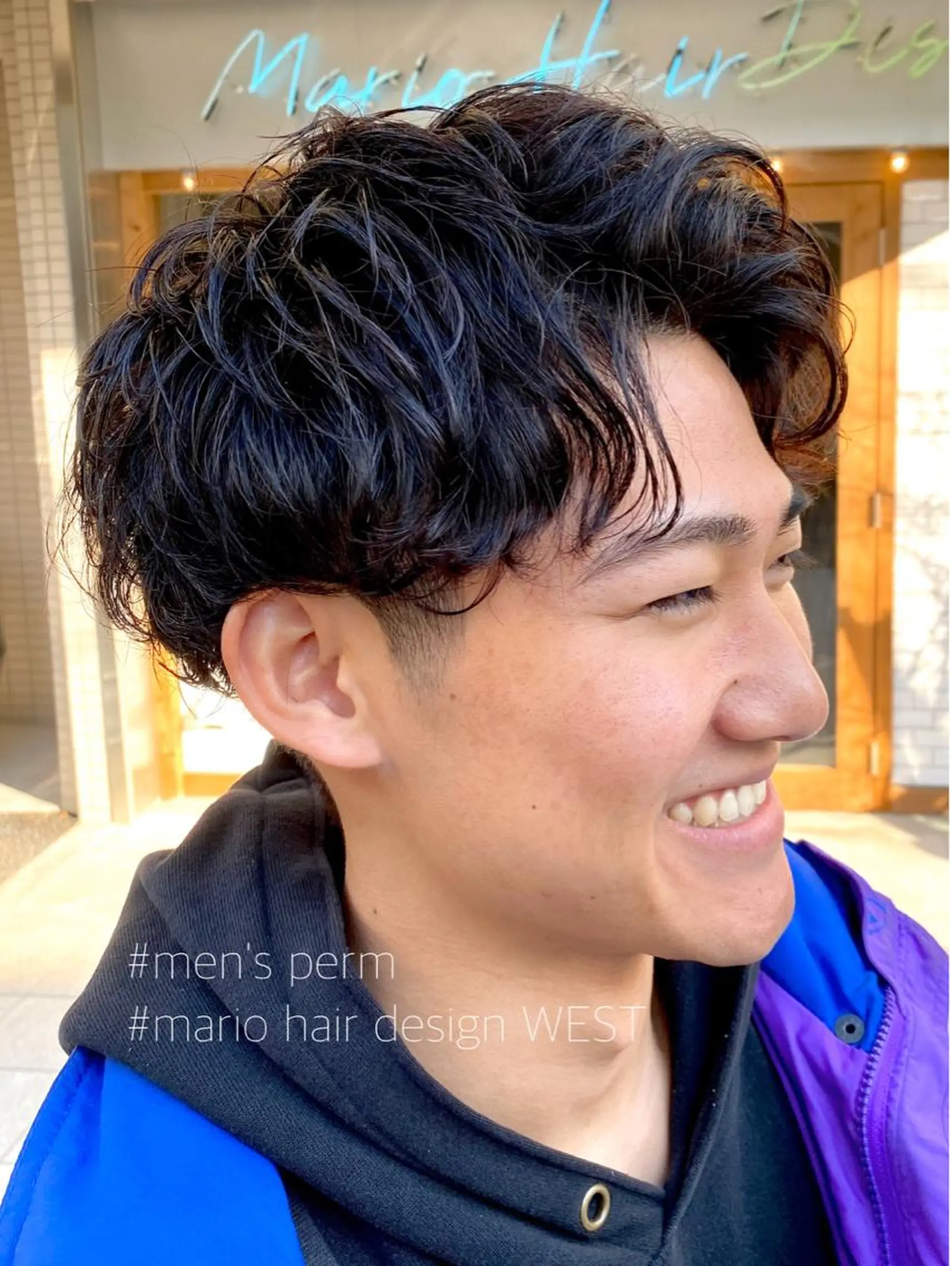 ショート パーマ メンズ アップバング メンズパーマ スパイラルパーマ 竹嶌 健吾のヘアスタイル