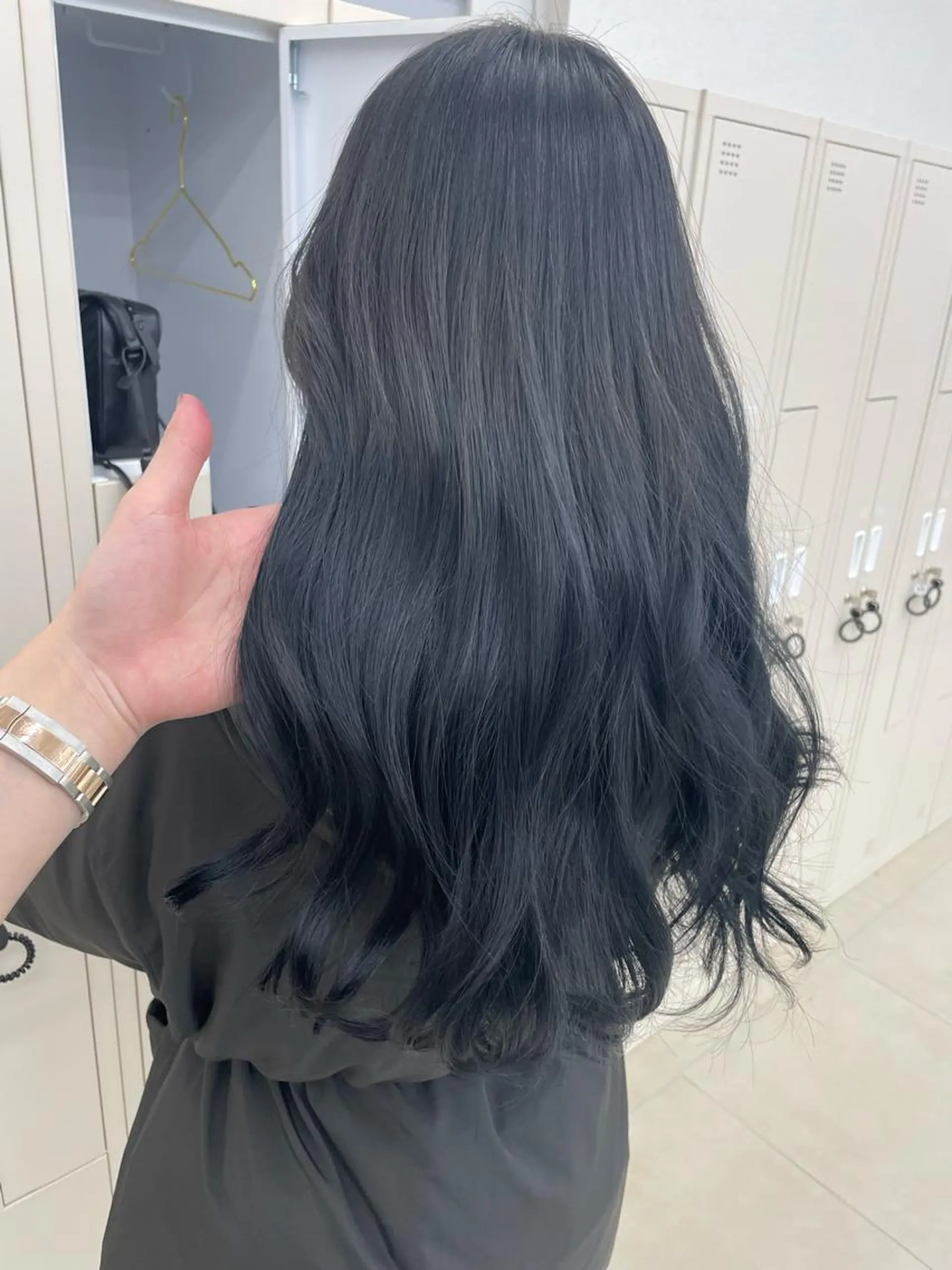 ロング カラー 黒髪 ブルーカラー ブルーブラック COA GINZA 空也/前髪/顔まわりのヘアスタイル