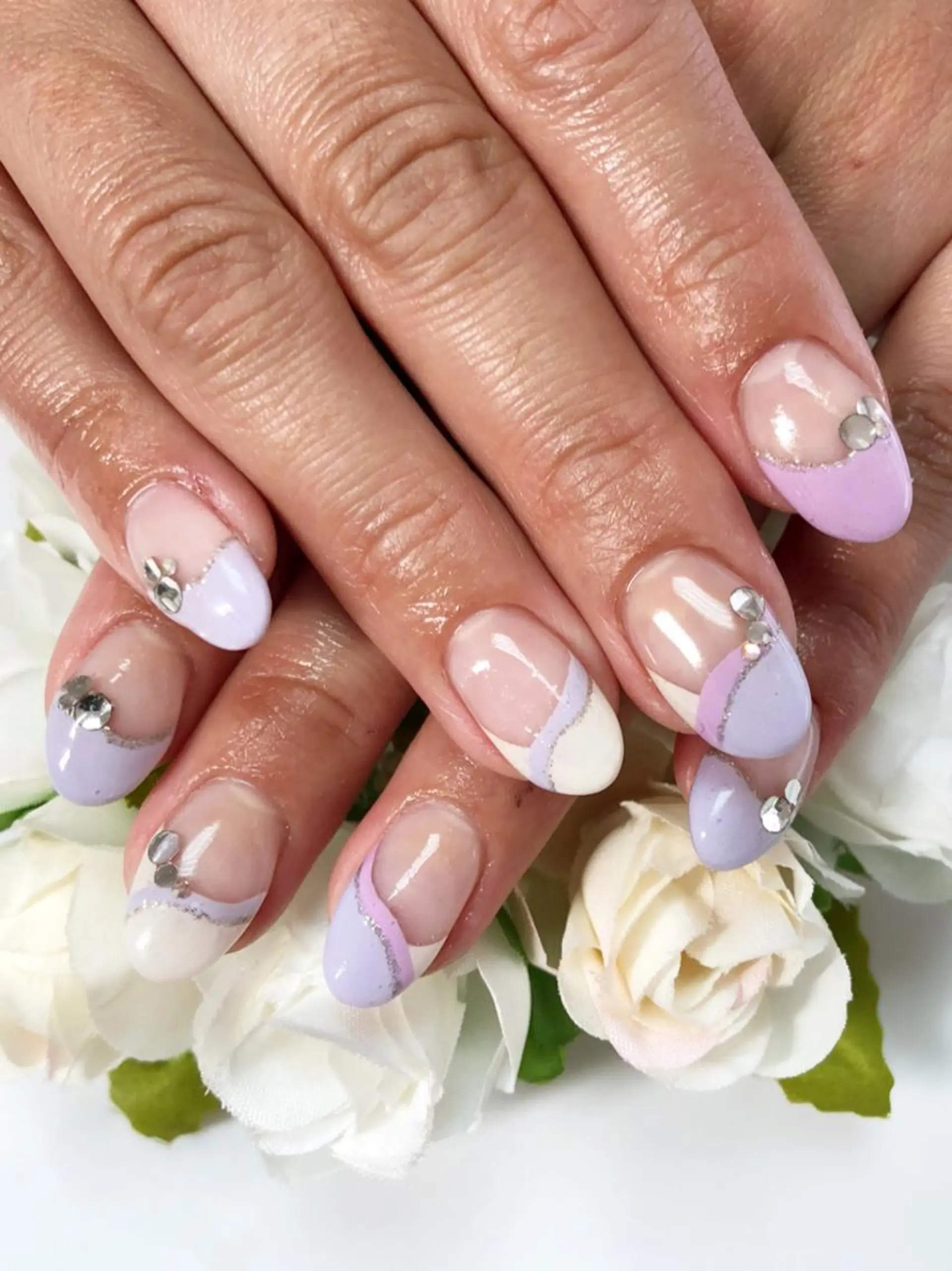 ミディアム カラー ネイル パープルカラー フレンチネイル パープル シンプルネイル ハンドネイル CITRAtotal beautyのネイルデザイン