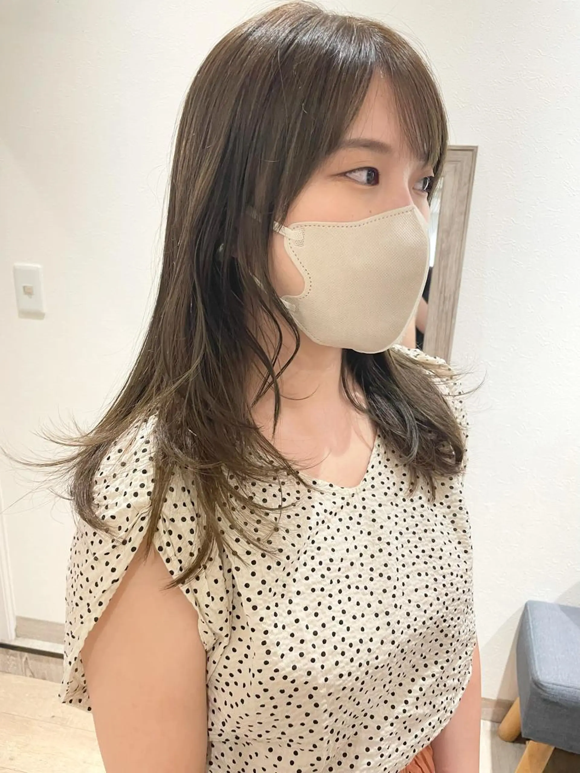 セミロング カラー ベージュカラー ブリーチ 透明感カラー グレージュ ブリーチなしカラー 🩰オリーブ/ ベージュ松本咲花🩰のヘアスタイル