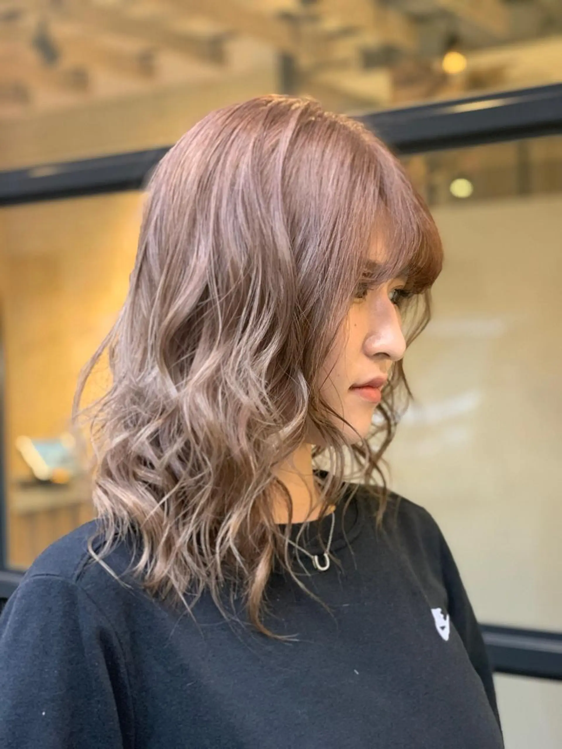 ミディアム カラー ヘアアレンジ 髪質改善×ハイトーン 中田啄也のヘアスタイル