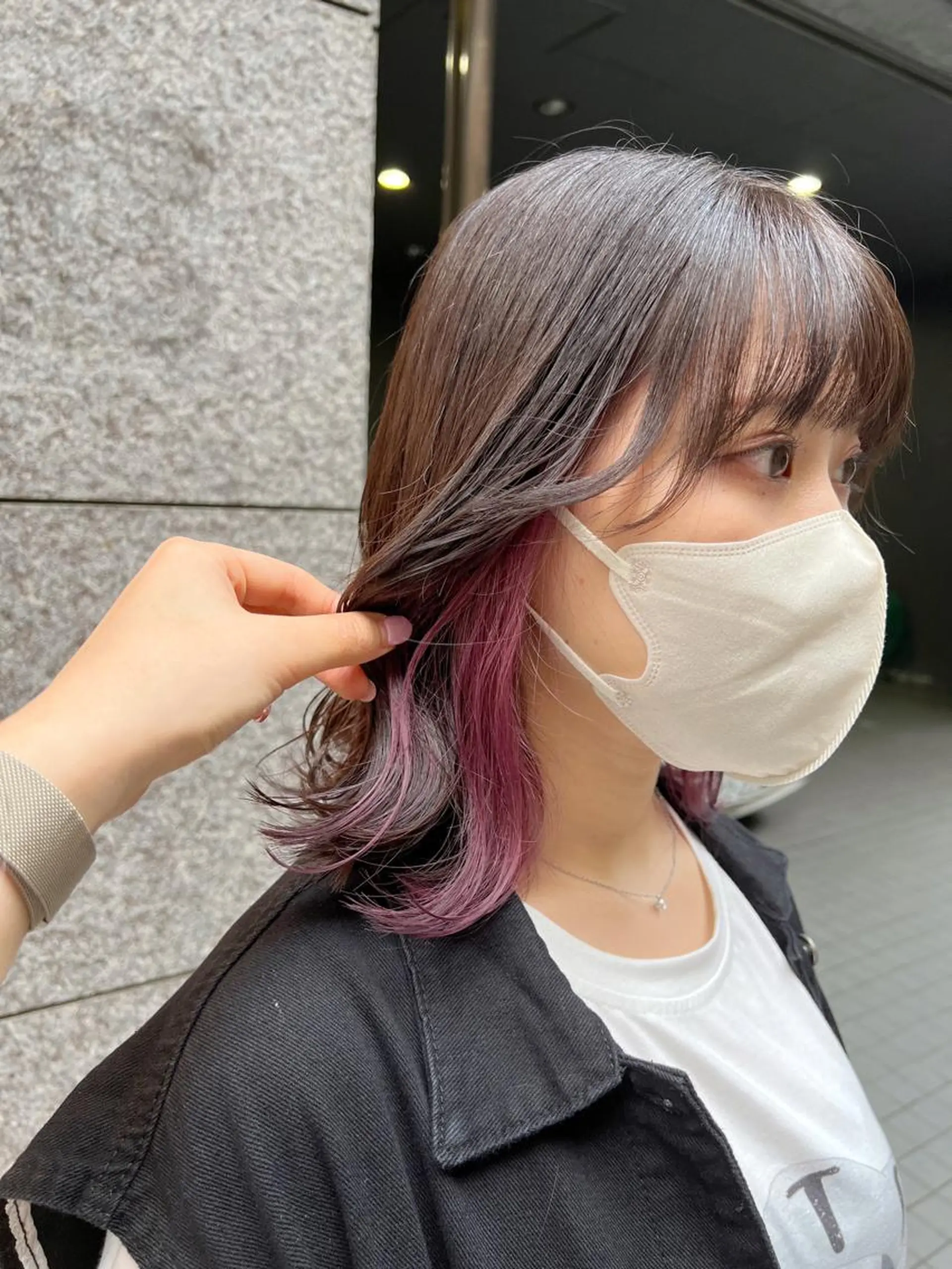 ミディアム カラー ブリーチ ラベンダーカラー カット ヘアカラー ノイシキ サキのヘアスタイル