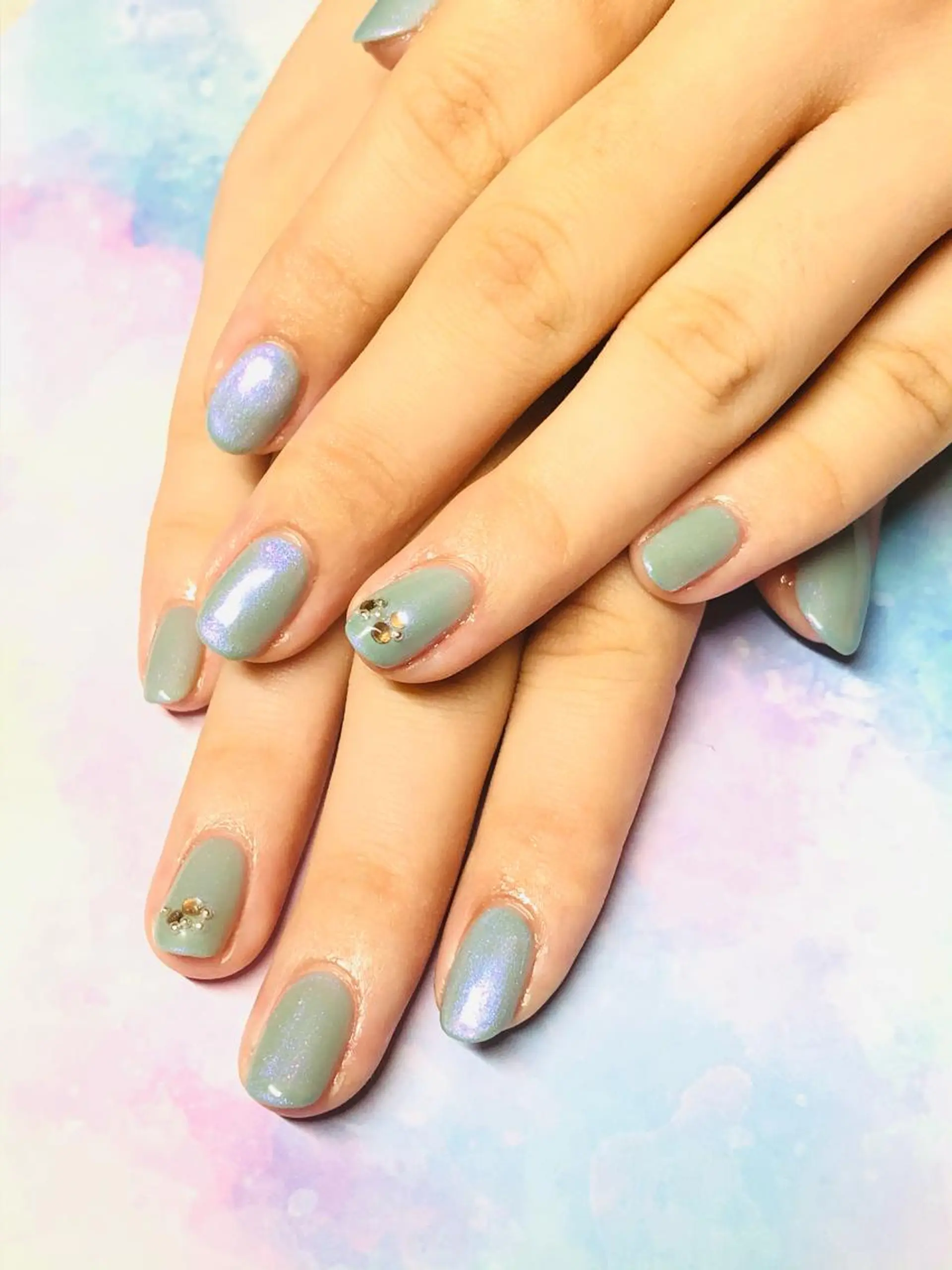 ネイル ブルー ニュアンスネイル Mirei NAIL 金児のネイルデザイン