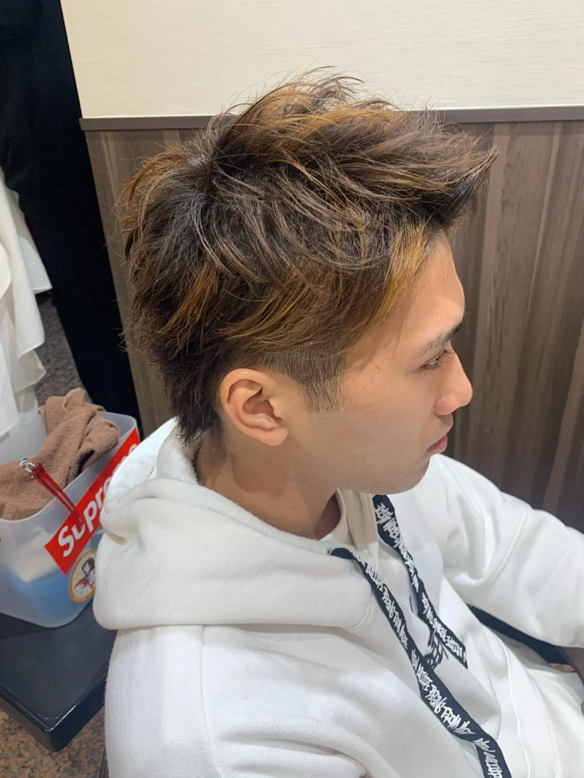 ショート カラー ヘアアレンジ メンズ アップバング メンズハイライト ハイライトカラー ハイライト カット ヘアカラー トリートメント IwAsh中山所属・✂︎中山ブリーチ・ パーマ✂︎露木智也のヘアスタイル