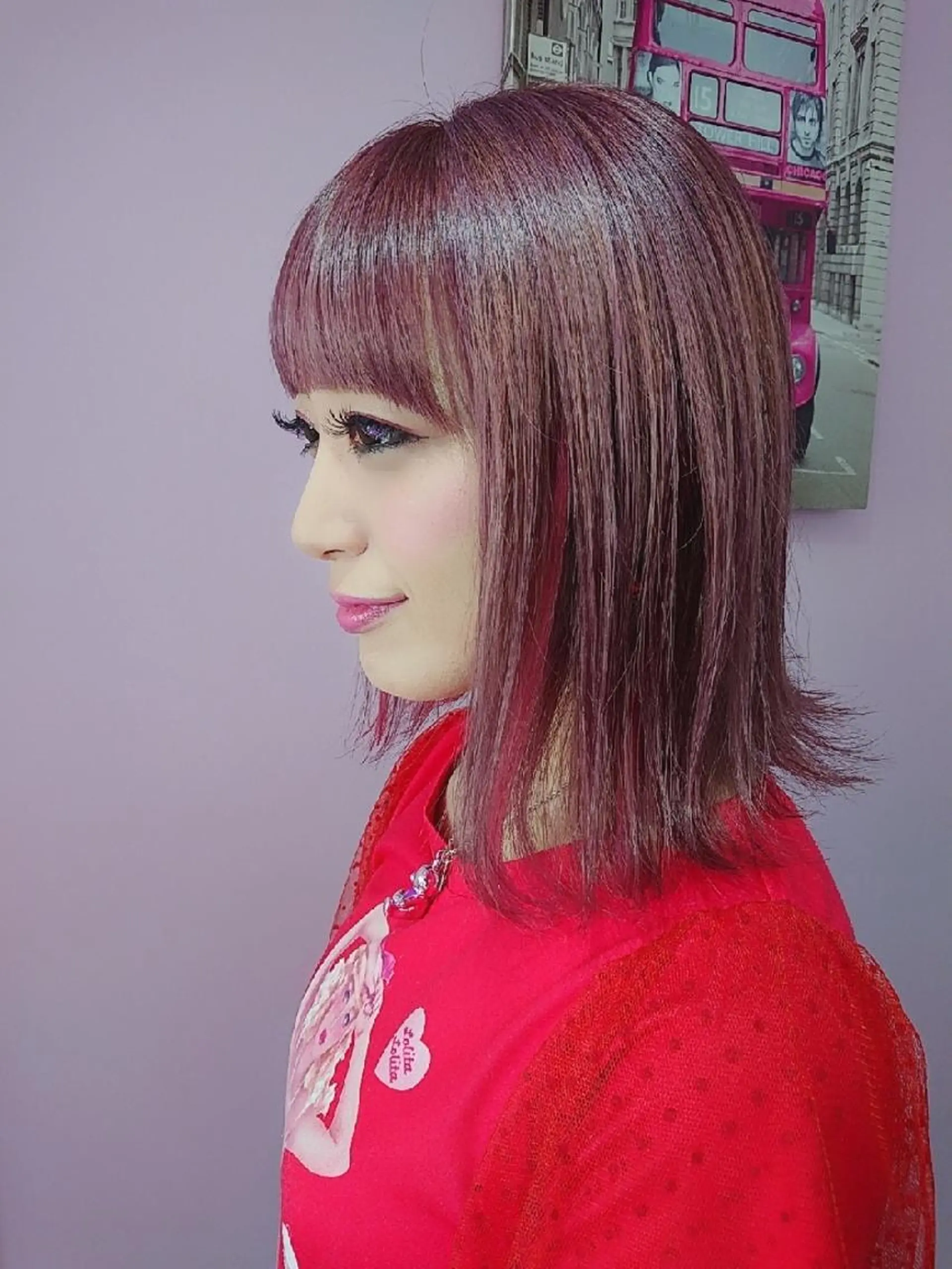ミディアム カラー ヘアアレンジ ピンクカラー ナカシマ  アユミのヘアスタイル