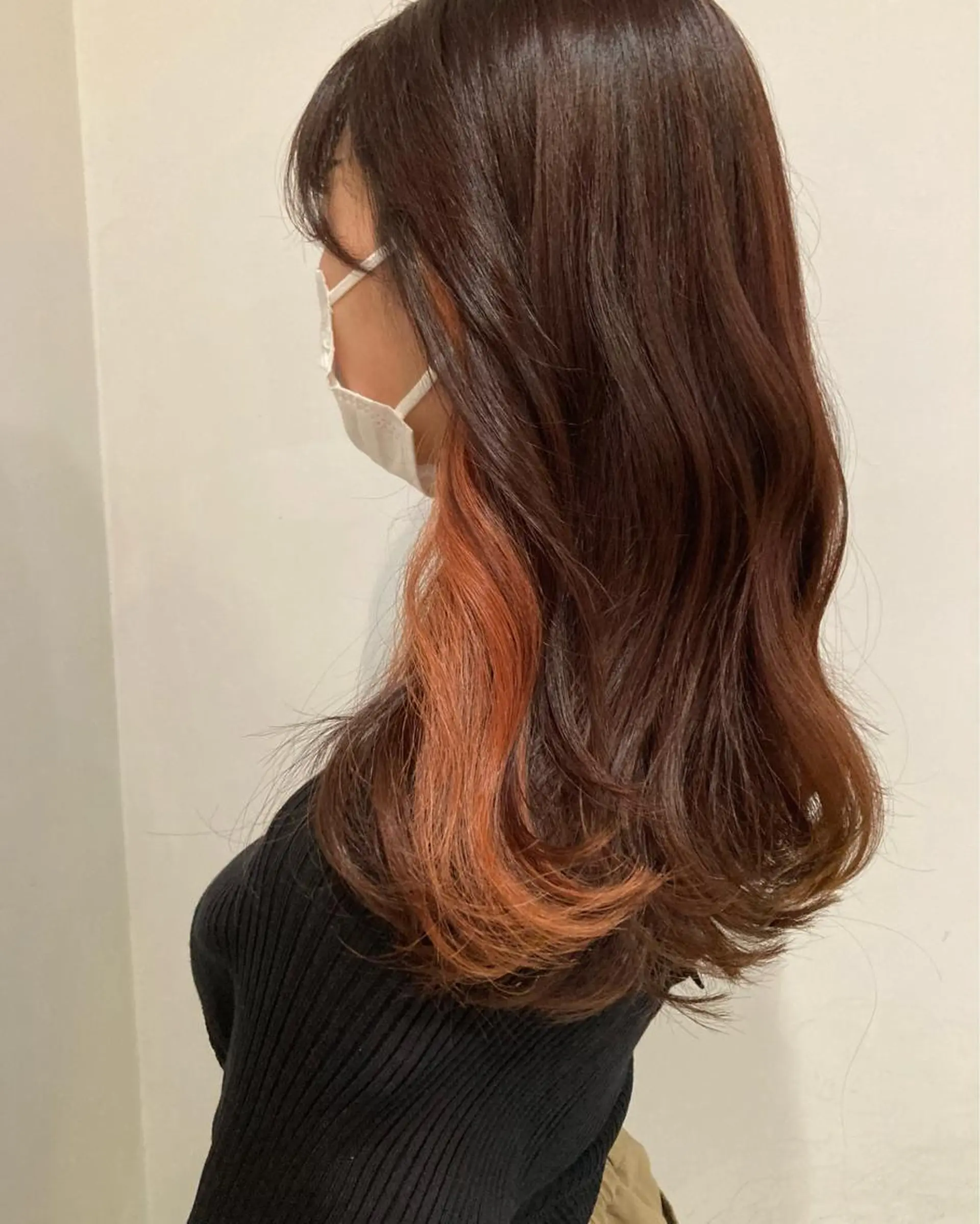 ロング カラー オレンジ KANO🌷 ブリーチなしカラーのヘアスタイル